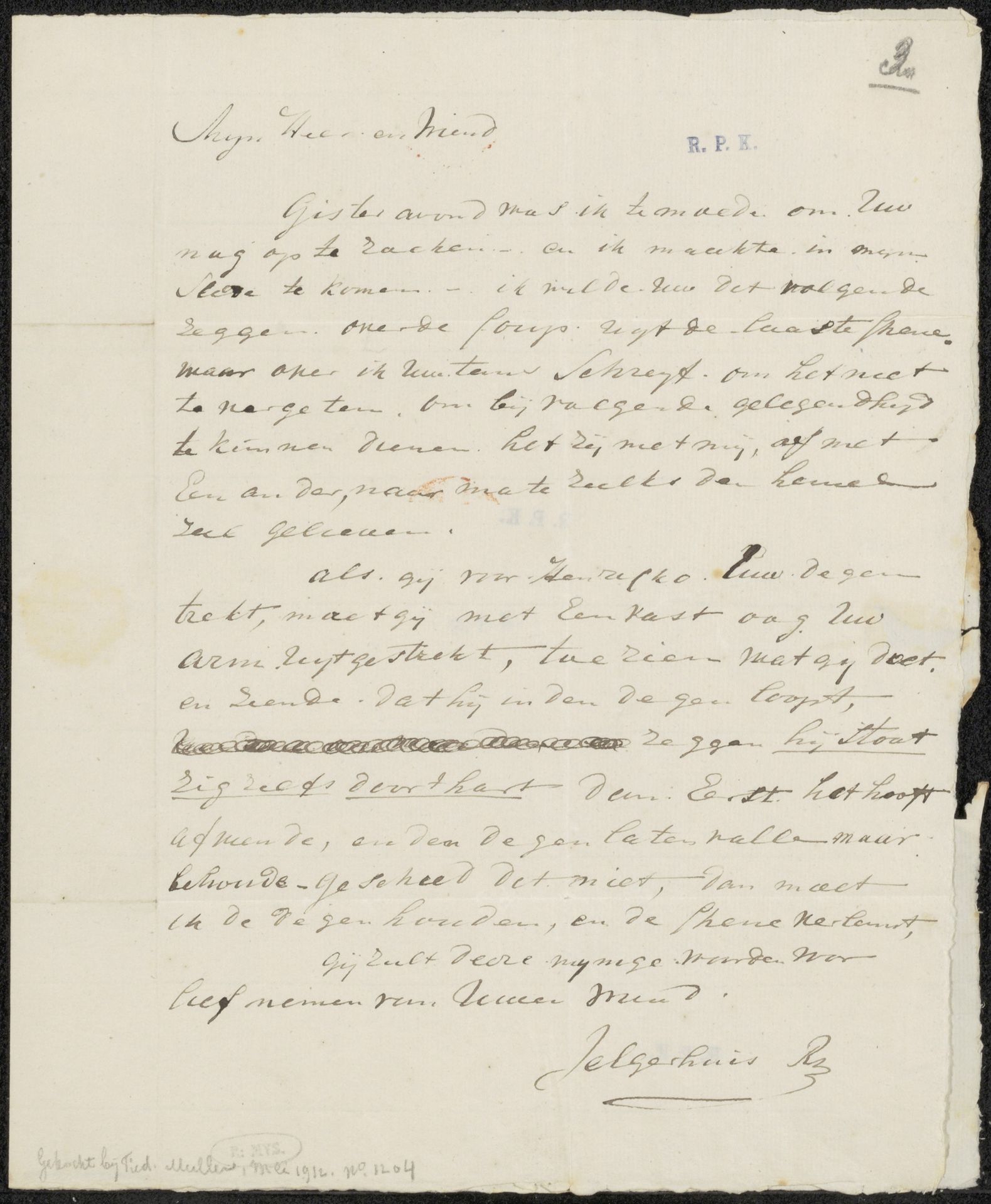 Brief aan de heer Peters by Johannes Jelgerhuis
