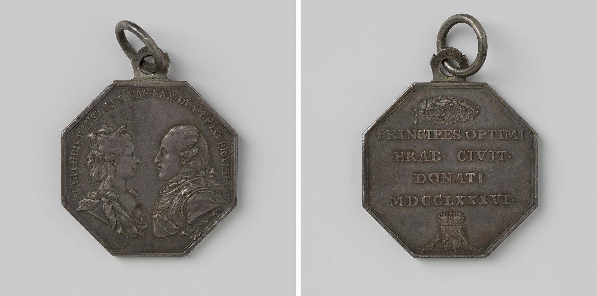 Maria Christina en Albert-Kasimir, landvoogden der zuidelijke Nederlanden, penning vereerd door het gewest Brabant by Anonymous