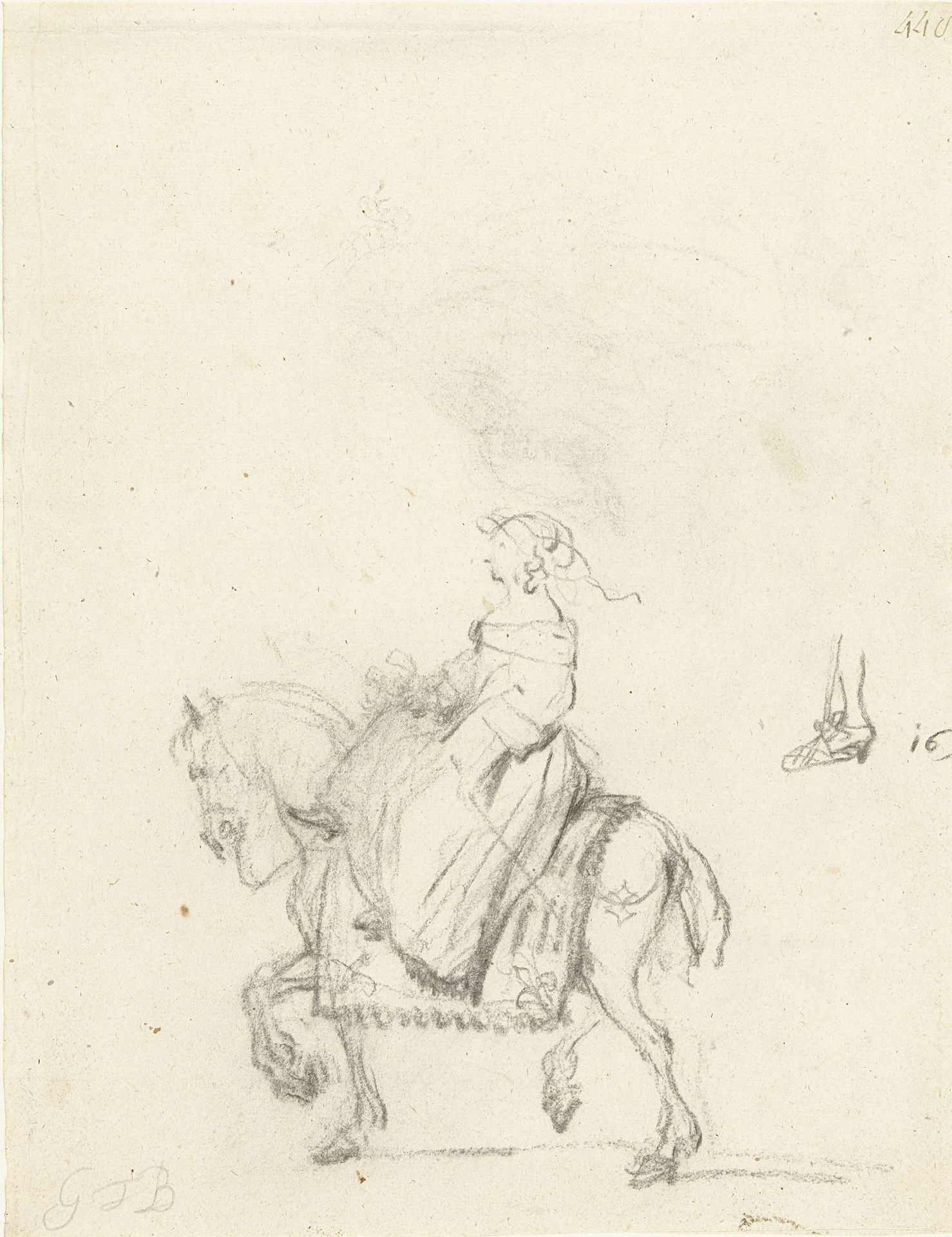 Vrouw te paard by Gerard ter (II) Borch