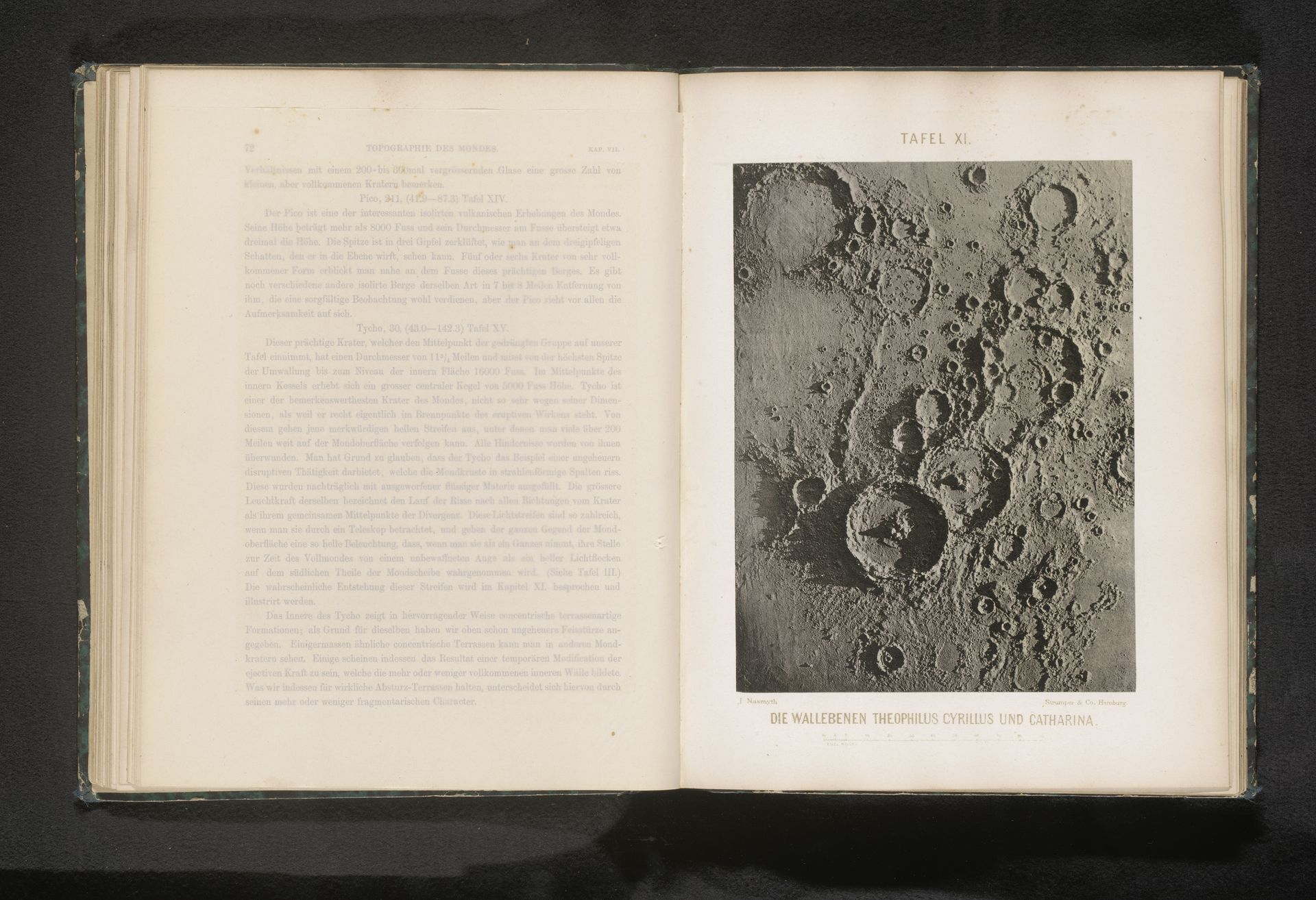 Gipsmodel van de maankraters Theophilus, Cyrillus en Catharina, van bovenaf gezien by James Nasmyth