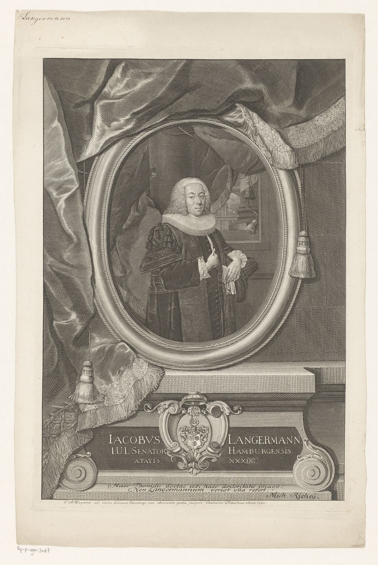 Portret van Jacob Langermann by Christian Fritzsch