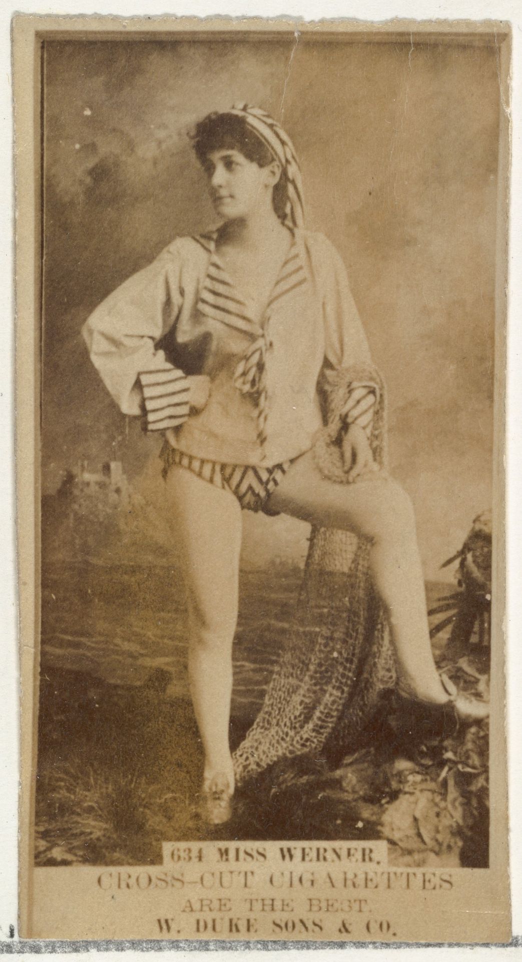 Card Number 634, Miss Werner, from the Actors and Actresses series (N145-3) issued by Duke Sons & Co. to promote Cross Cut Cigarettes by W. Duke, Sons & Co.