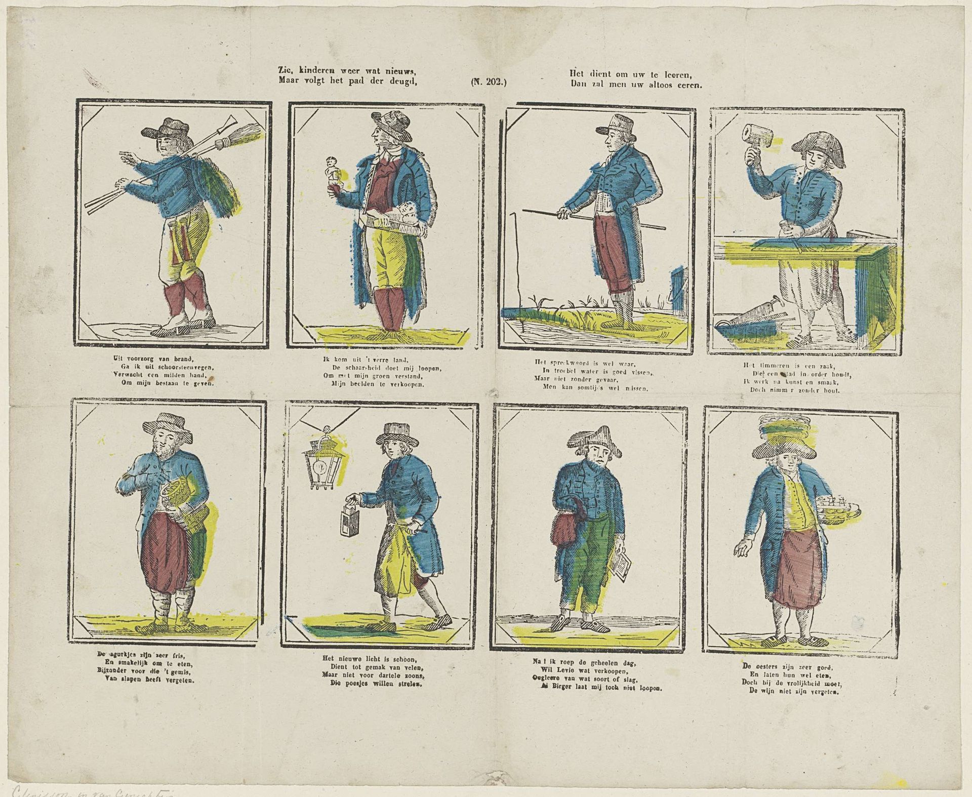 Zie, kinderen weer wat nieuws, / Maar volgt het pad der deugd, / Het dient om uw te leeren, / Dan zal men uw altoos eeren by Glenisson & Zonen