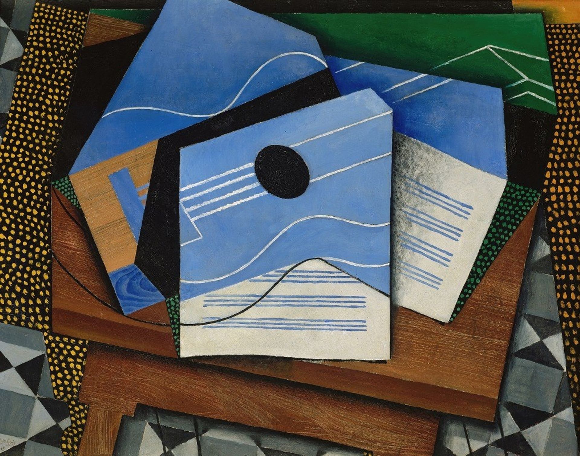 Guitar on a table by Juan Gris