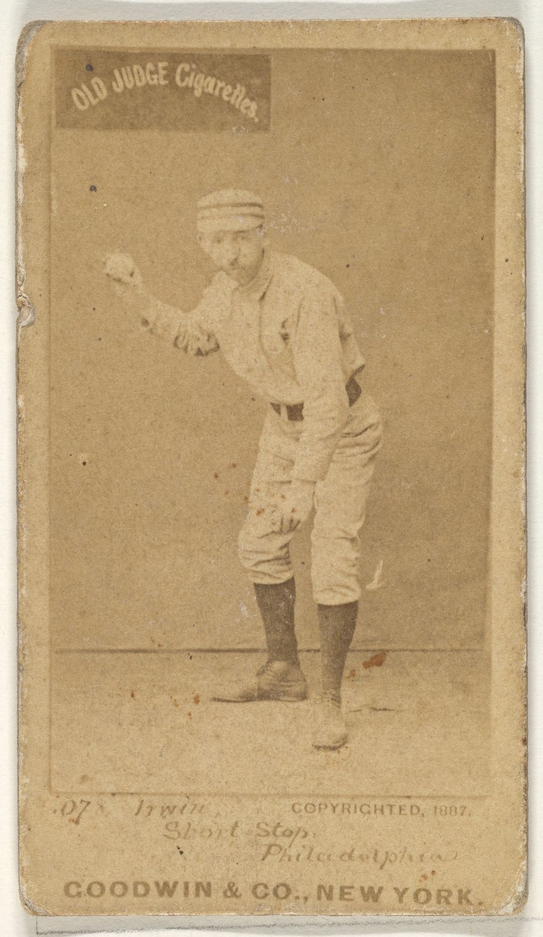 Arthur Albert "Doc" Irwin, Shortstop, Philadelphia, from the Old Judge series (N172) for Old Judge Cigarettes by Goodwin & Company