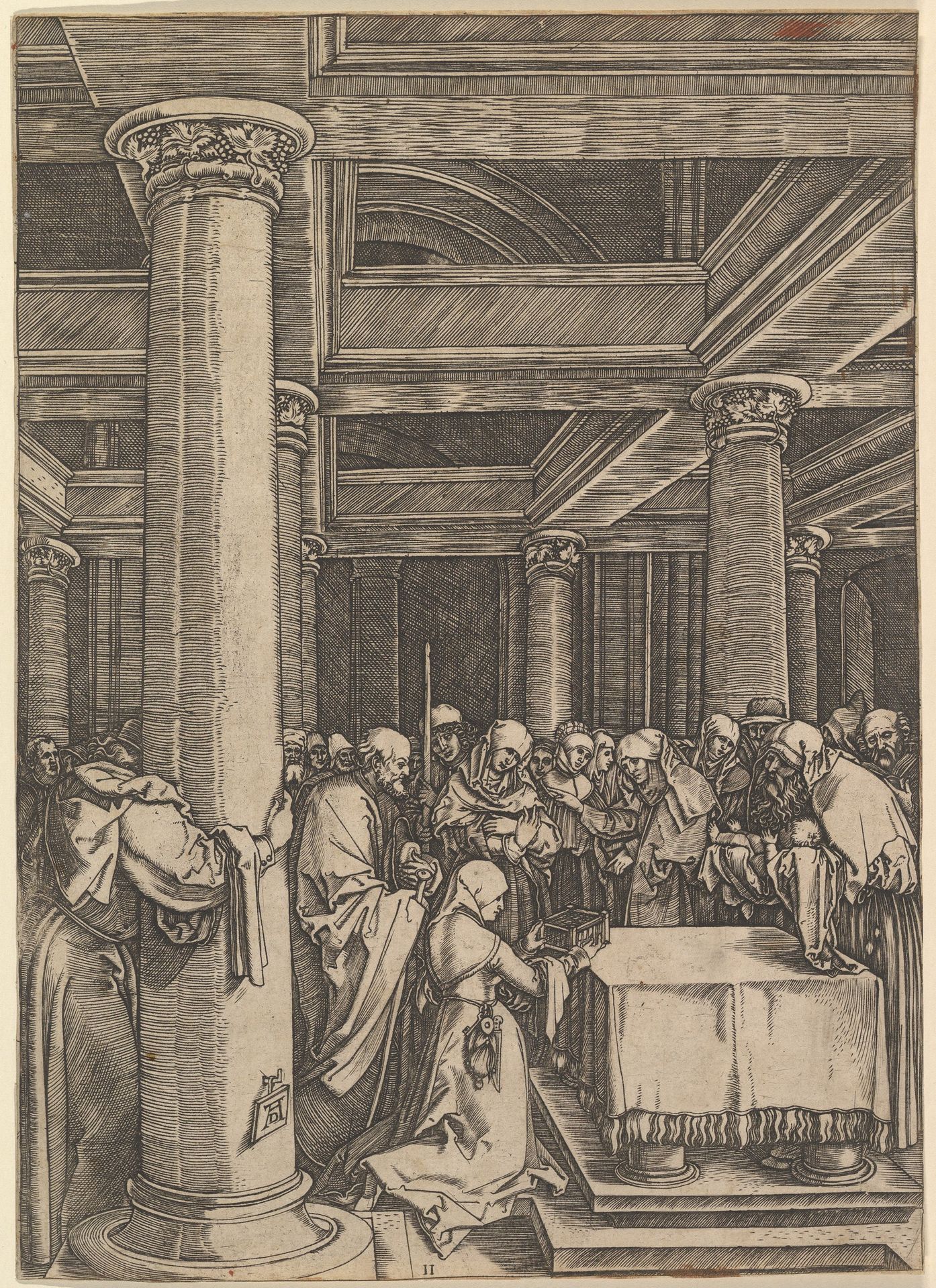The presentation of Jesus to Simeon in the temple, after Dürer by Marcantonio Raimondi