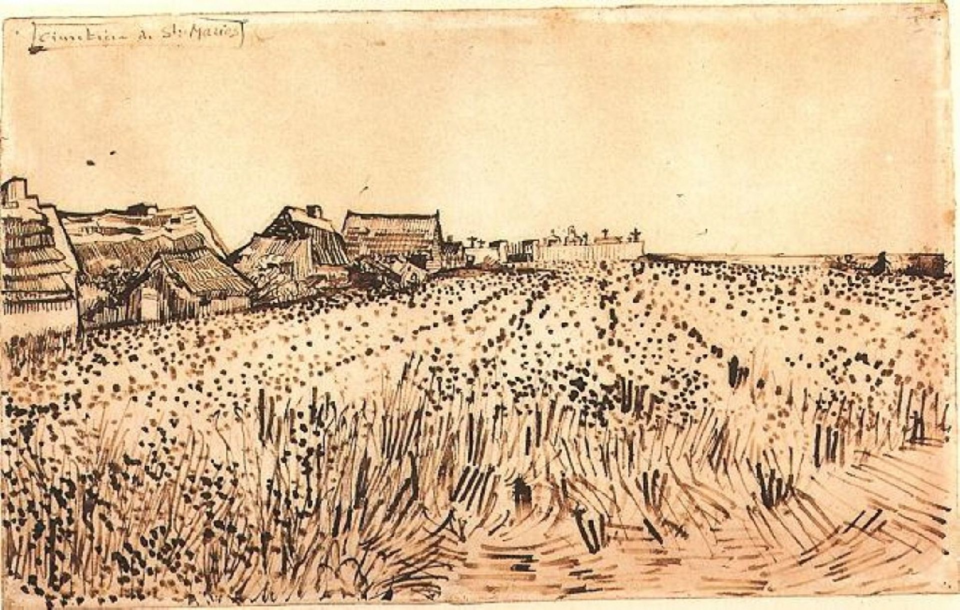 View of Saintes-Maries with Cemetery by Vincent van Gogh