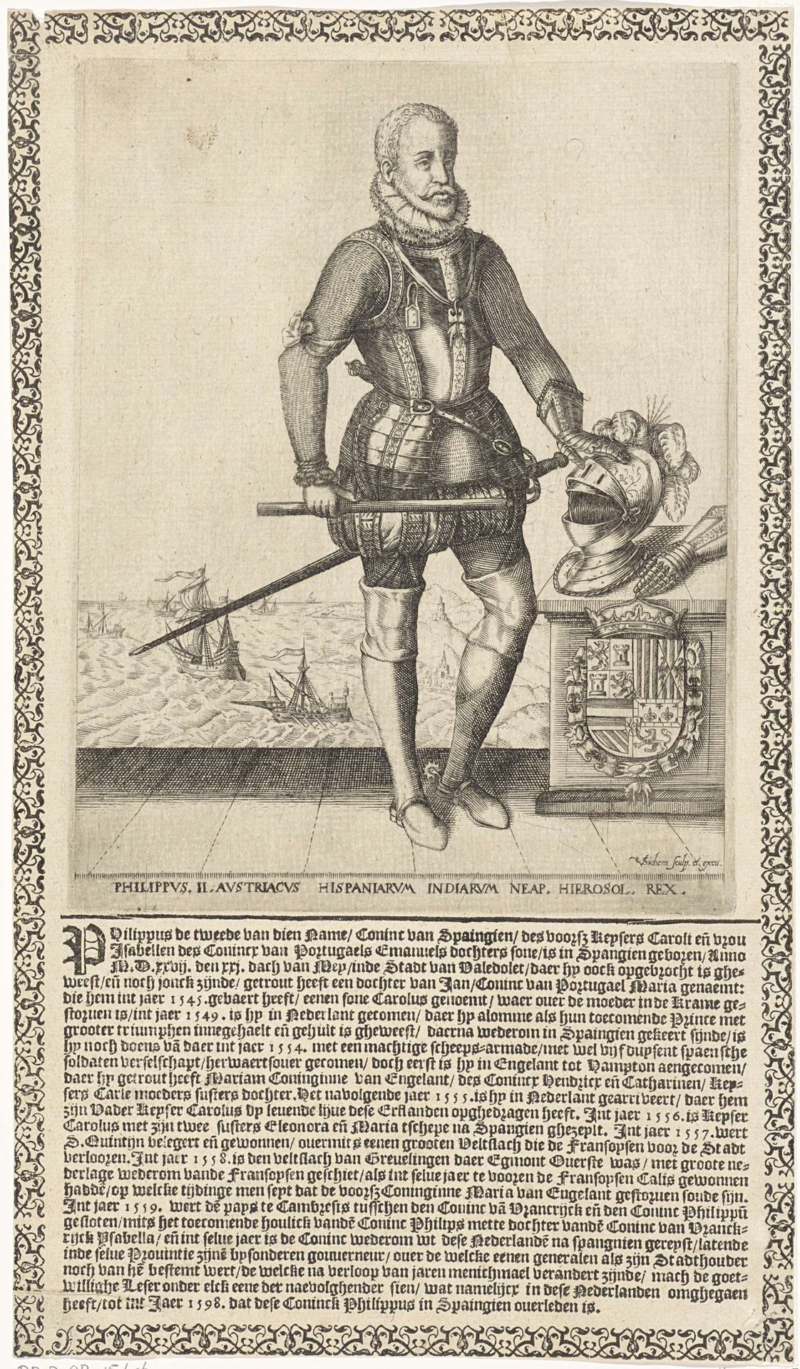 Portret van Filips II, koning van Spanje by Christoffel van Sichem I
