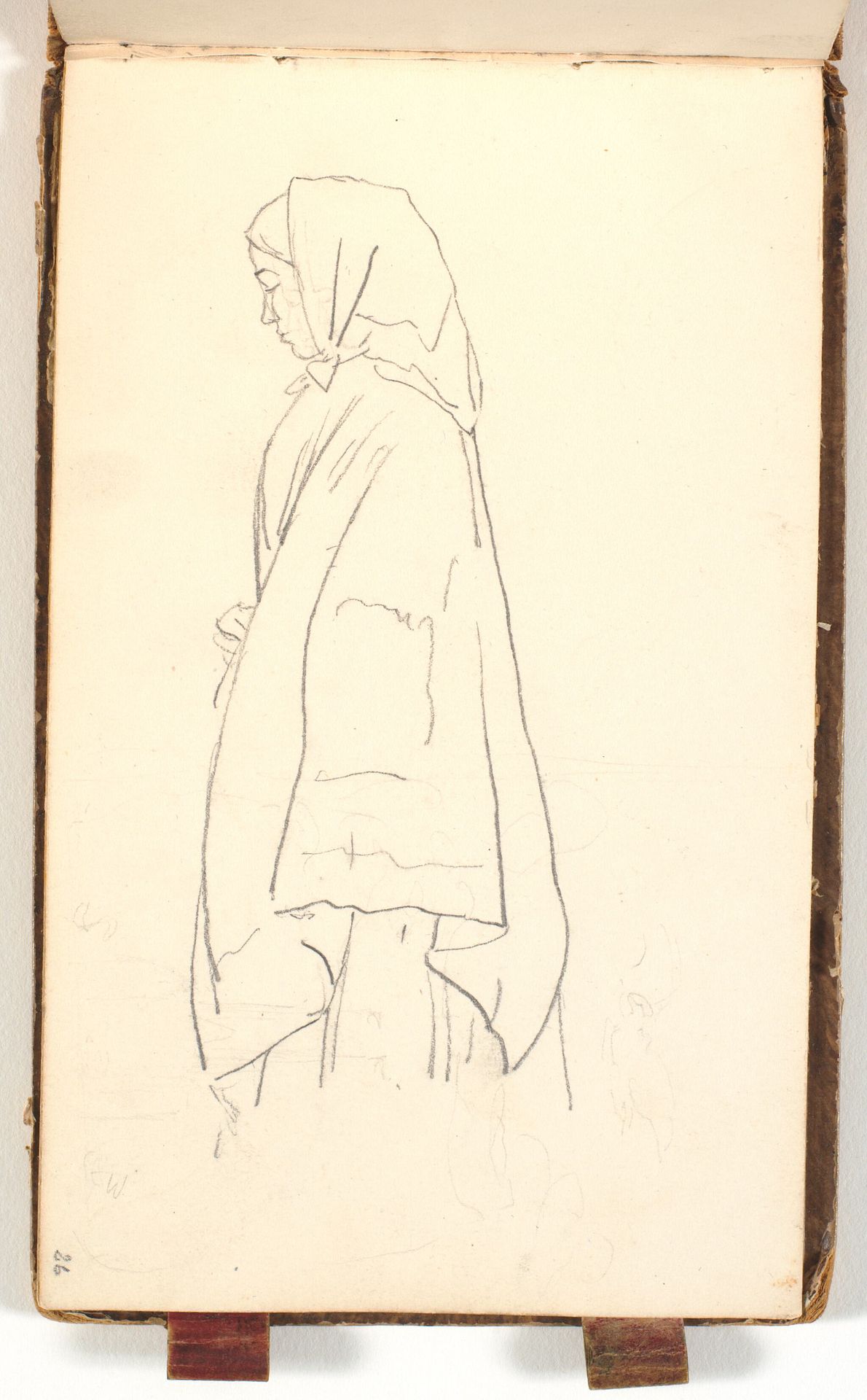 Portrætstudie 3/4 figur af en kvinde med sjal by P.C. Skovgaard