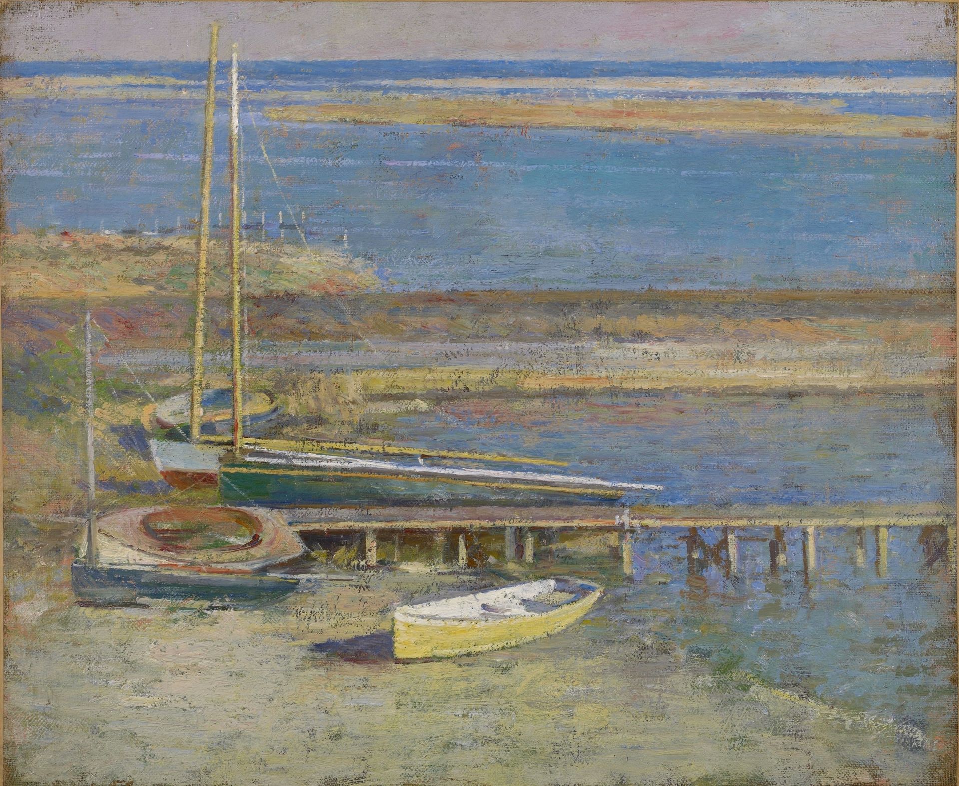 Boats at a Landing by Theodore Robinson