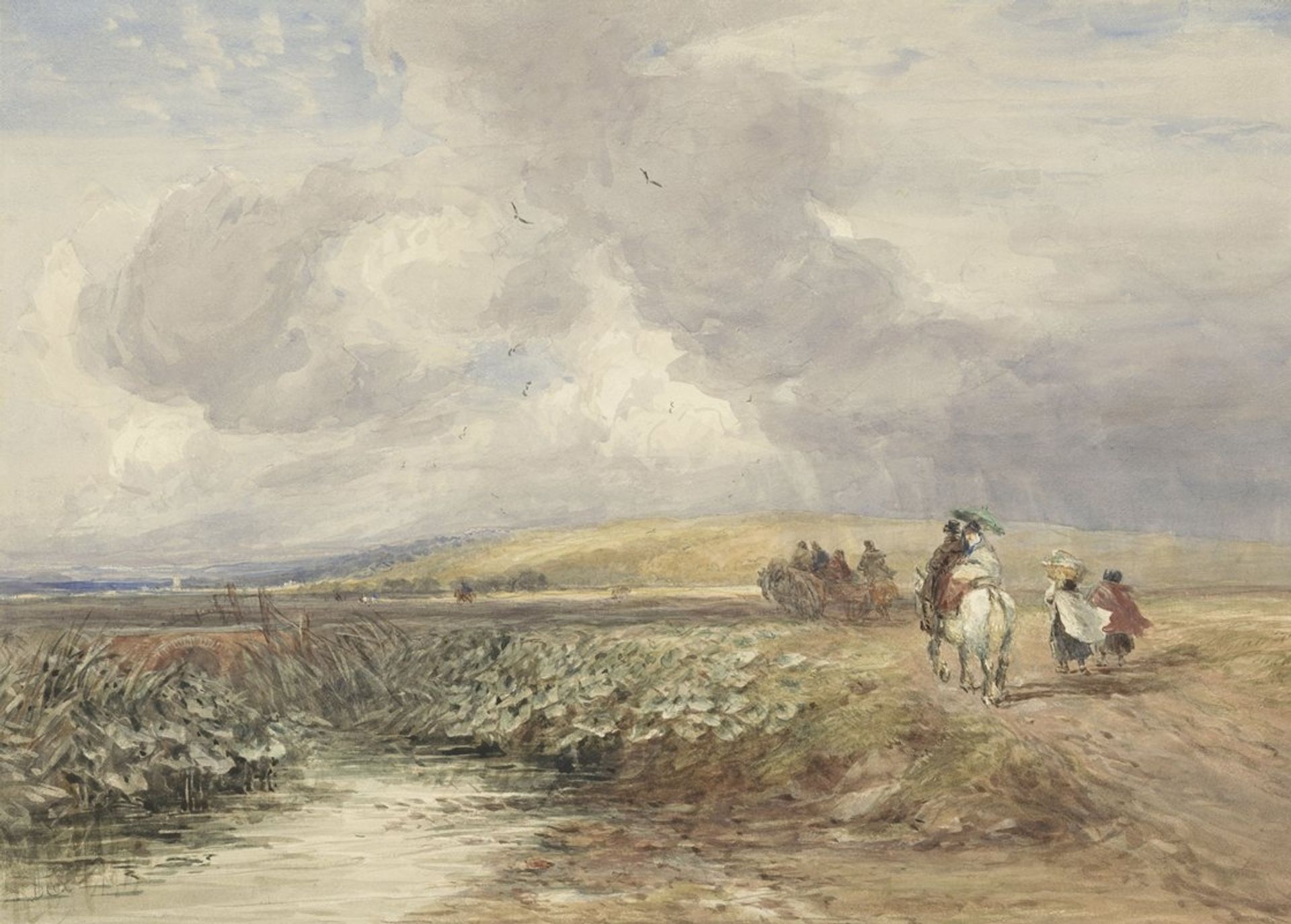 Landschap met reizigers by David Cox