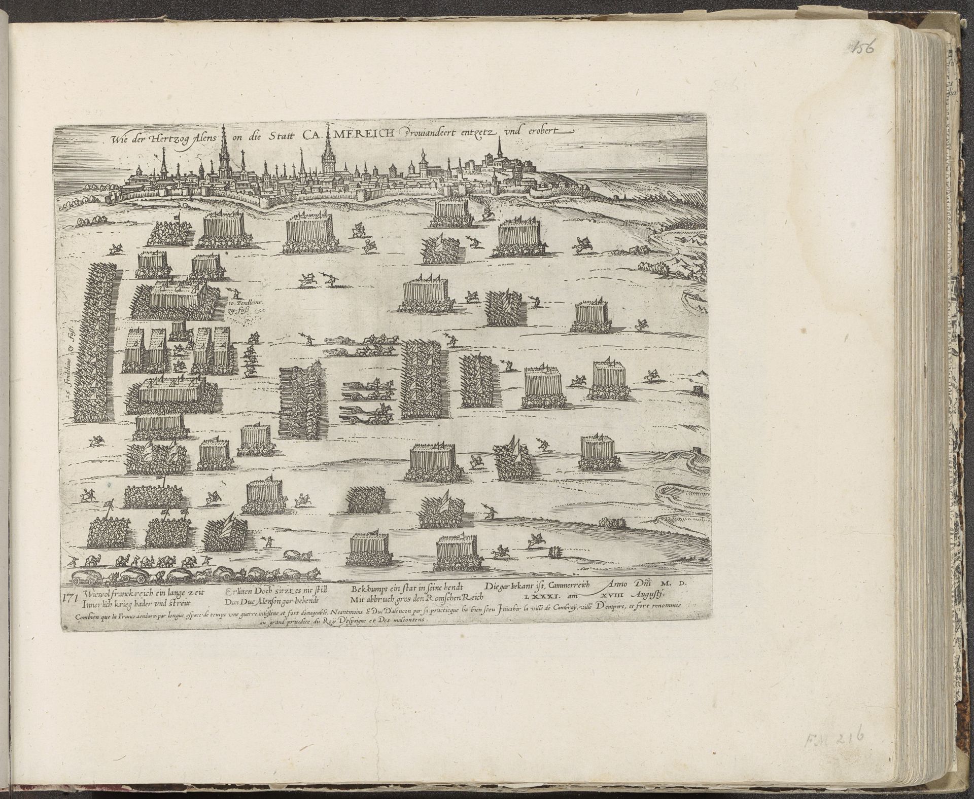 Kamerijk ontzet door de hertog van Anjou, 1581 by Frans Hogenberg