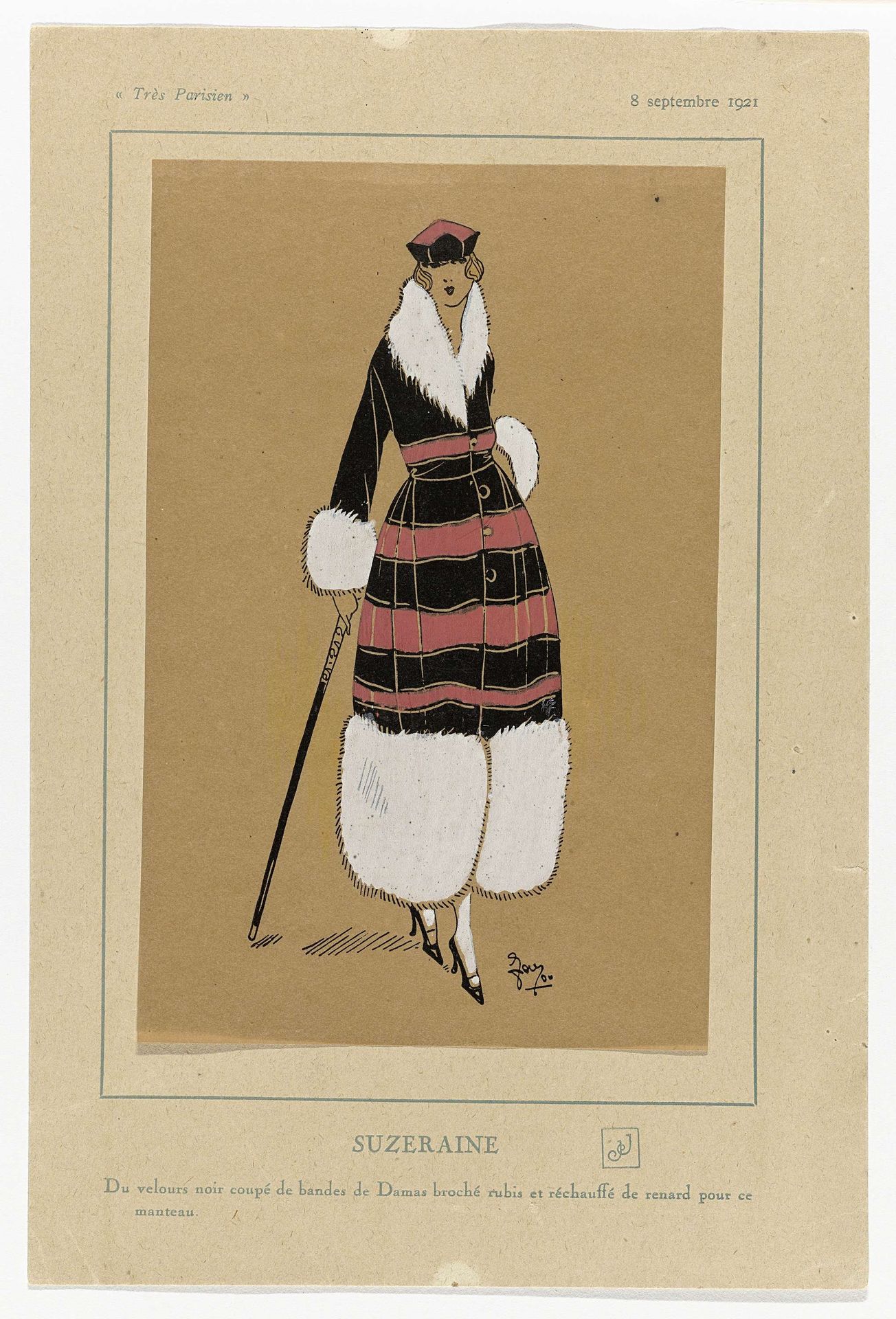 Très Parisien, 8 septembre 1921 : SUZERAINE / Du velours noir coupé (...) by Anonymous