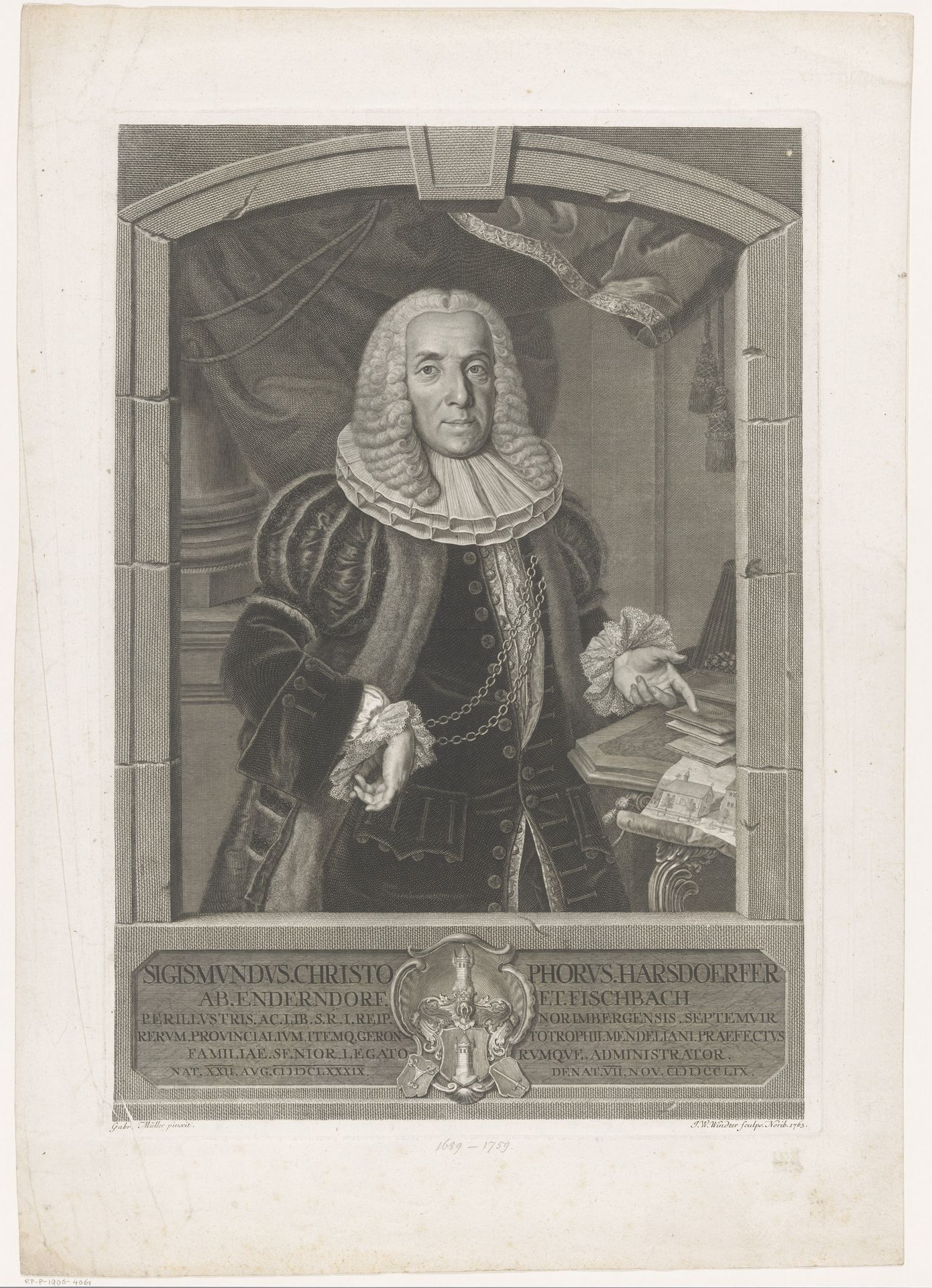 Portret van Sigmund Christoph Harsdorf von Endernbach by Johann Wilhelm Windter
