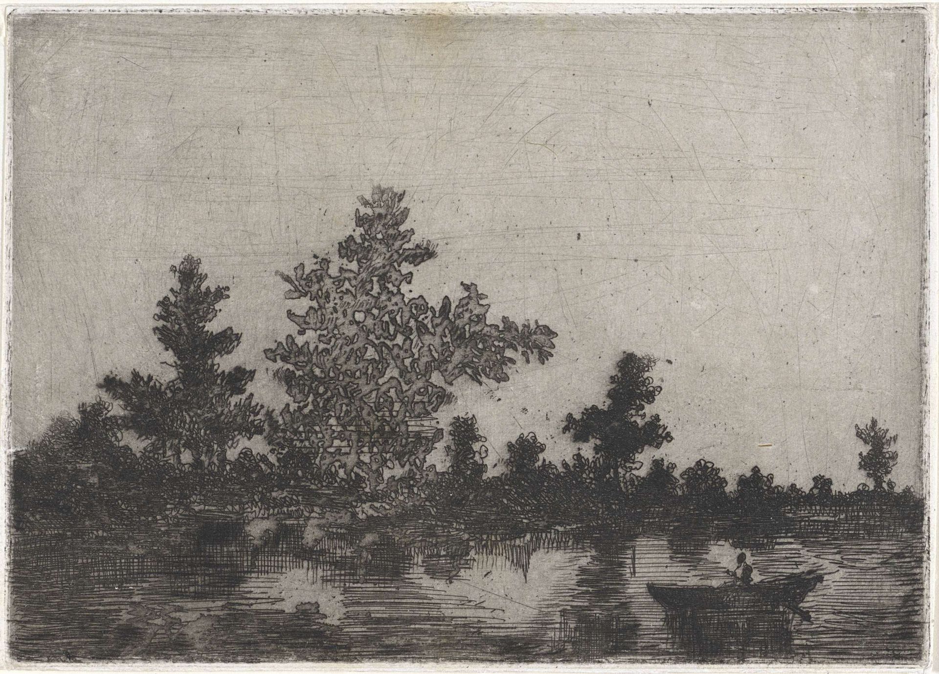 Waterlandschap met roeiboot by Arnoud Schaepkens