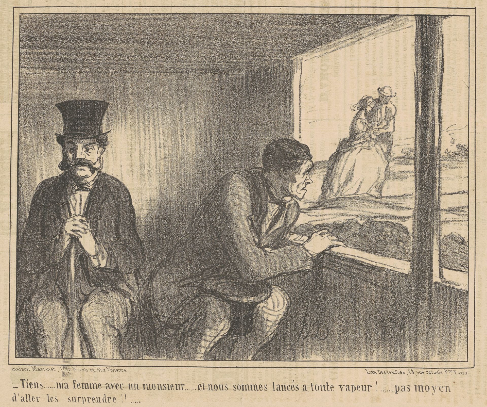 Tiens ... ma femme avec un monsieur ... by Honoré Daumier