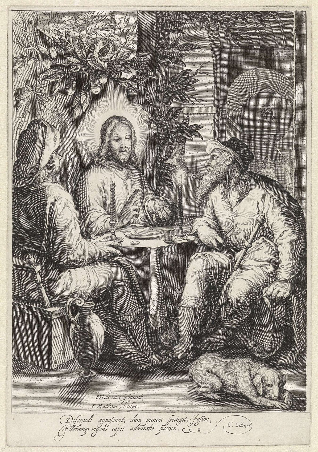 Maaltijd in Emmaüs by Jacob Matham