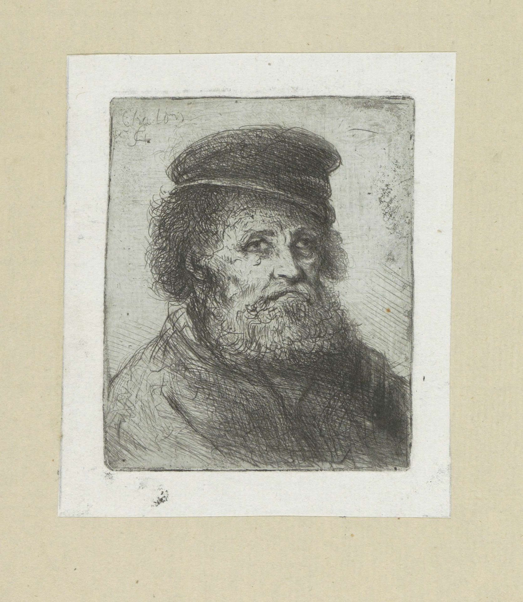 Oude man met baard en pet by Jan Chalon