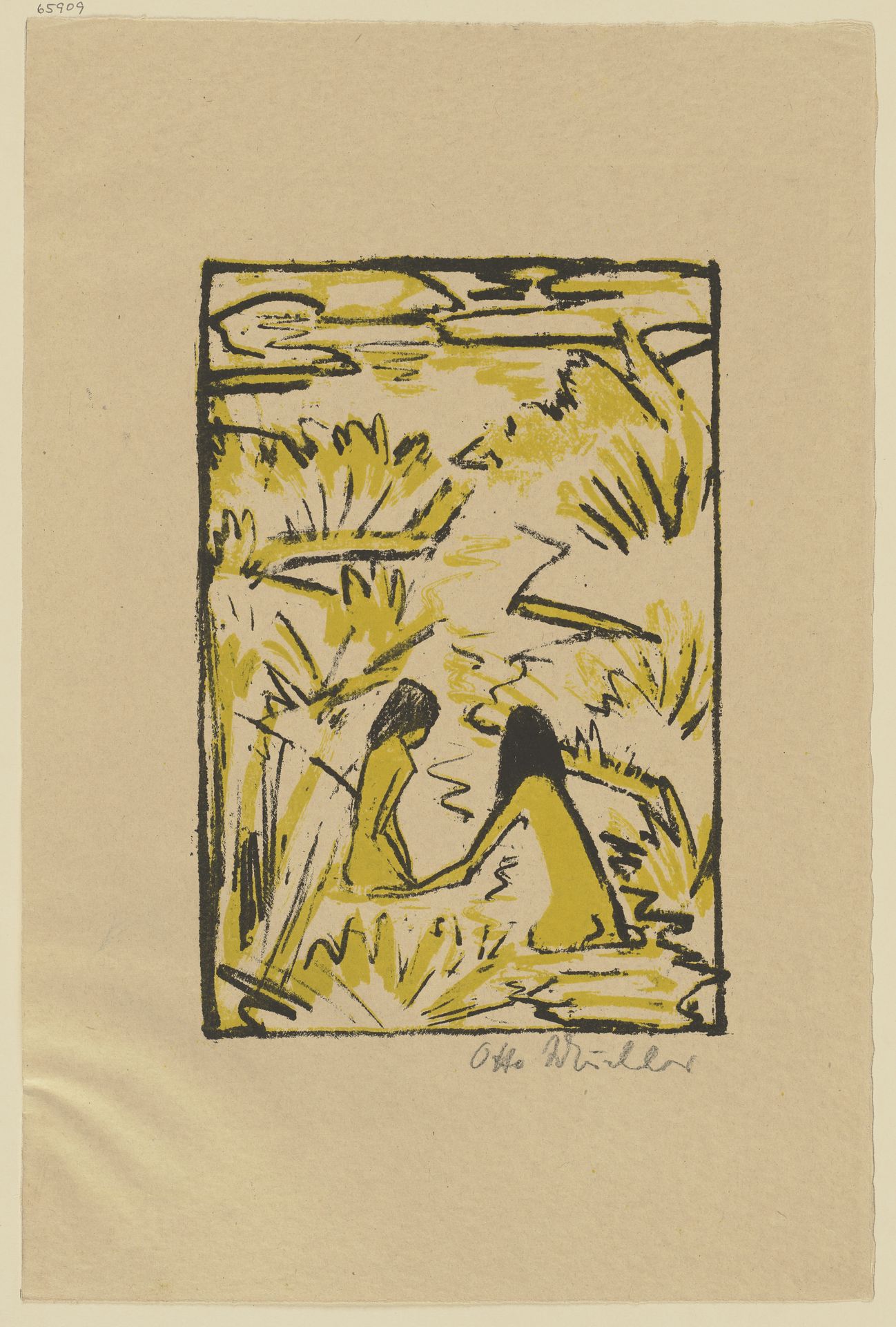 Zwei Badende im Bach by Otto Mueller