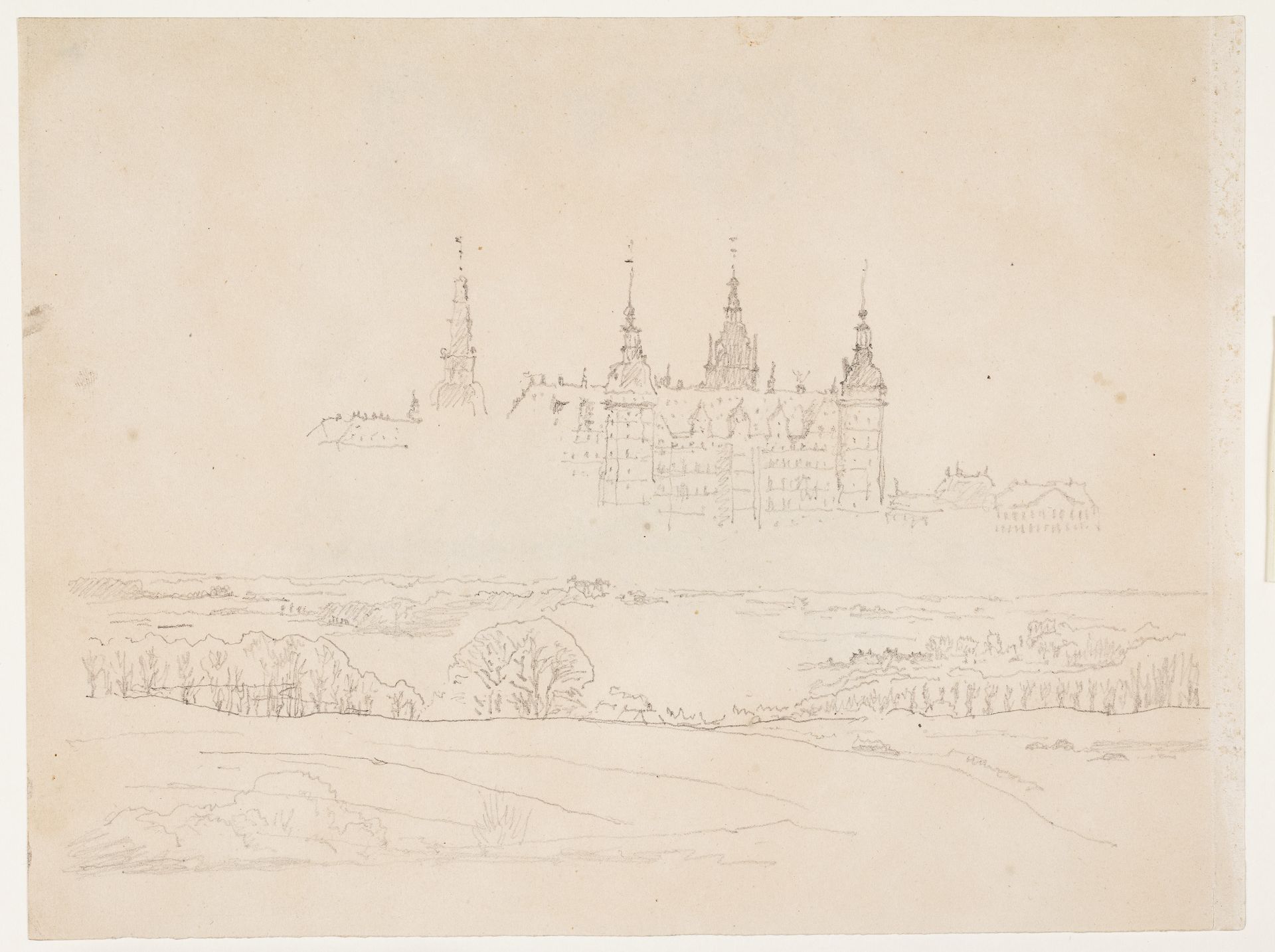 Studie til Glyptotekets "Efterårslandskab. Frederiksborg Slot i mellemgrunden" by Christen Købke