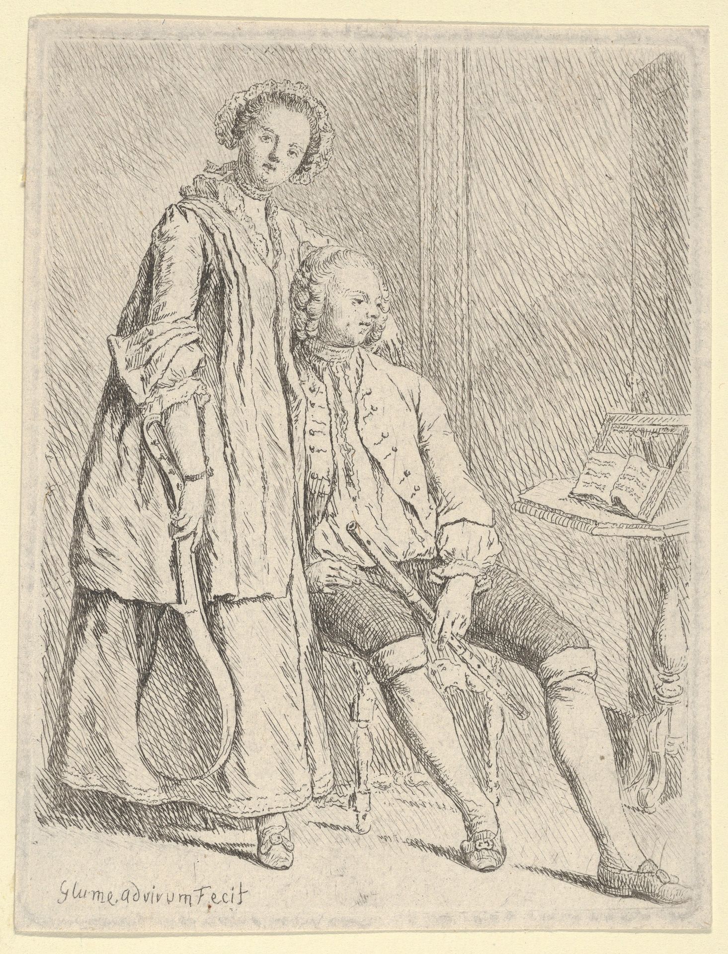 Young Couple with Flute & Cittern by Johann Gottlieb Glume