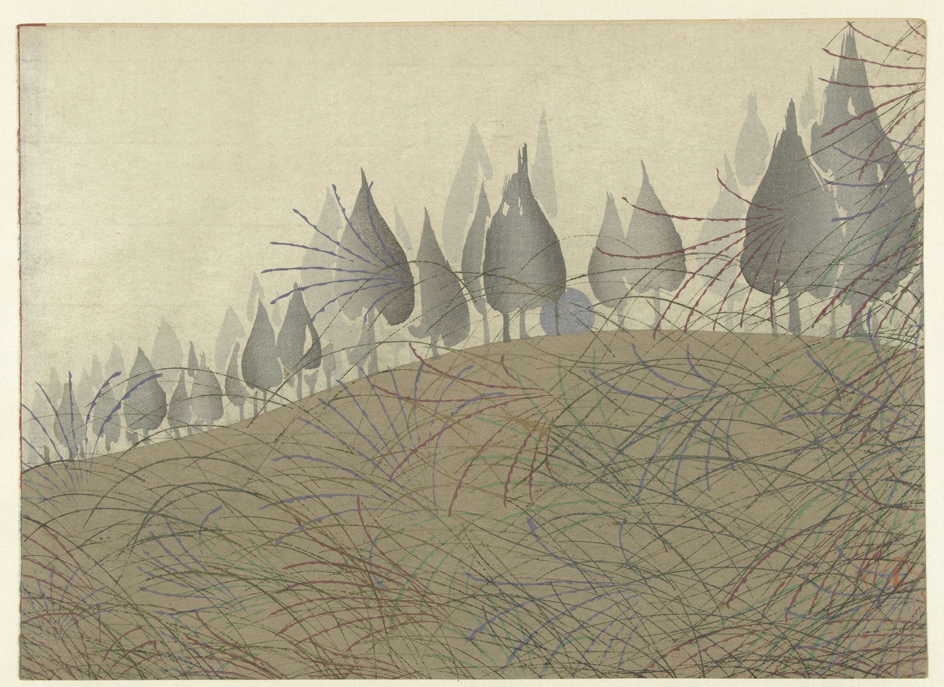 Landschap met maan by Tsuda Seifû