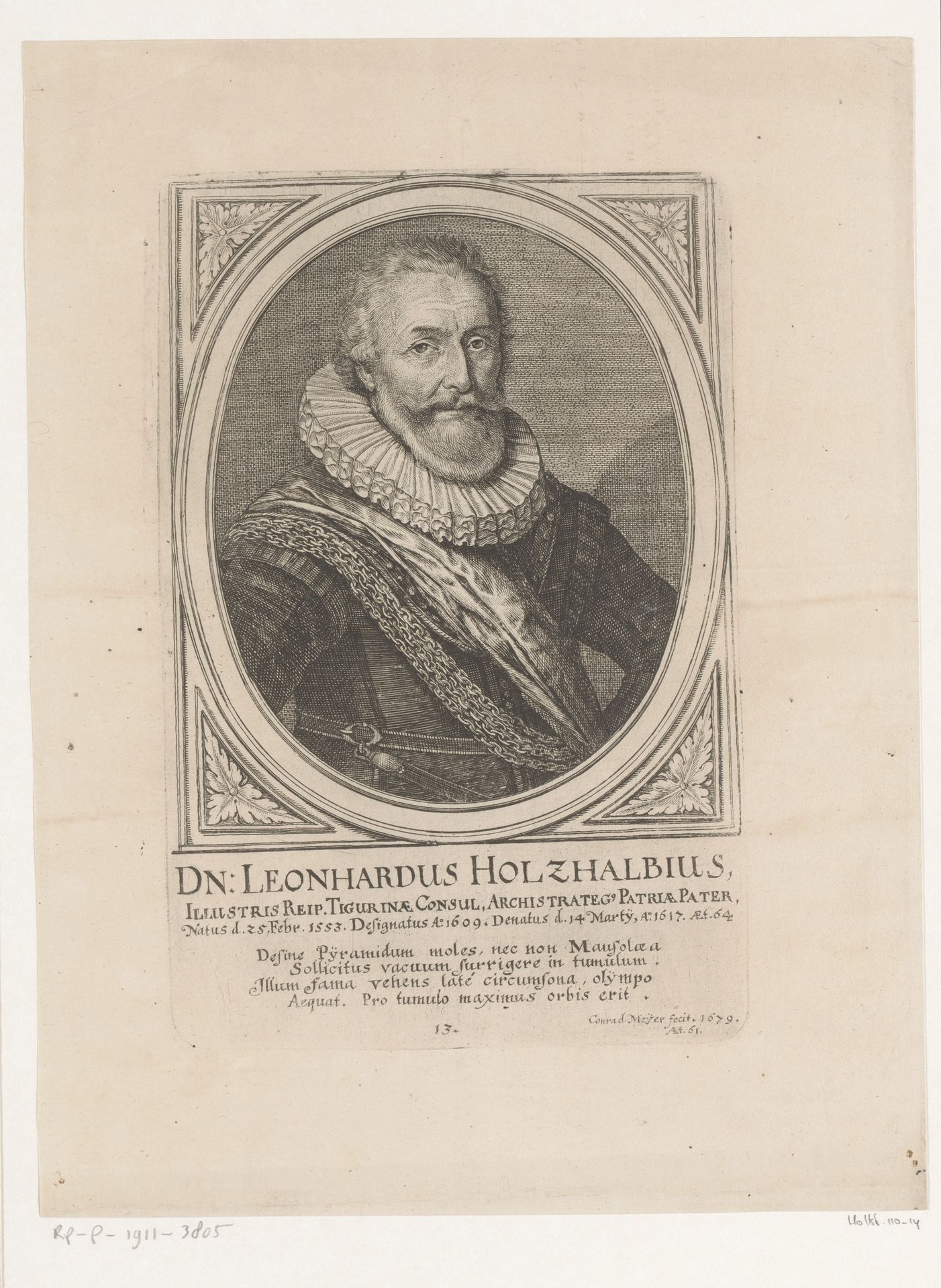 Portret van Leonhard Holtzhalb by Conrad Meyer