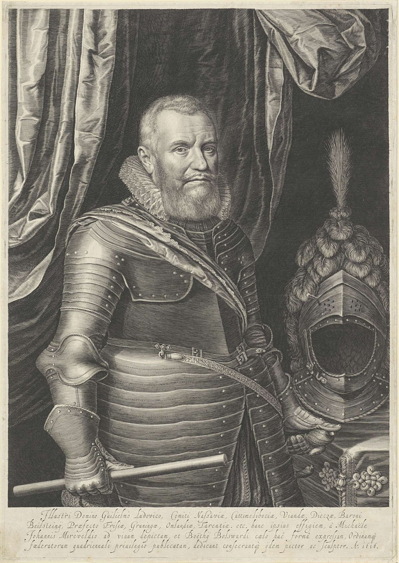 Portret van Willem Lodewijk, graaf van Nassau-Dillenburg by Boëtius Adamsz. Bolswert