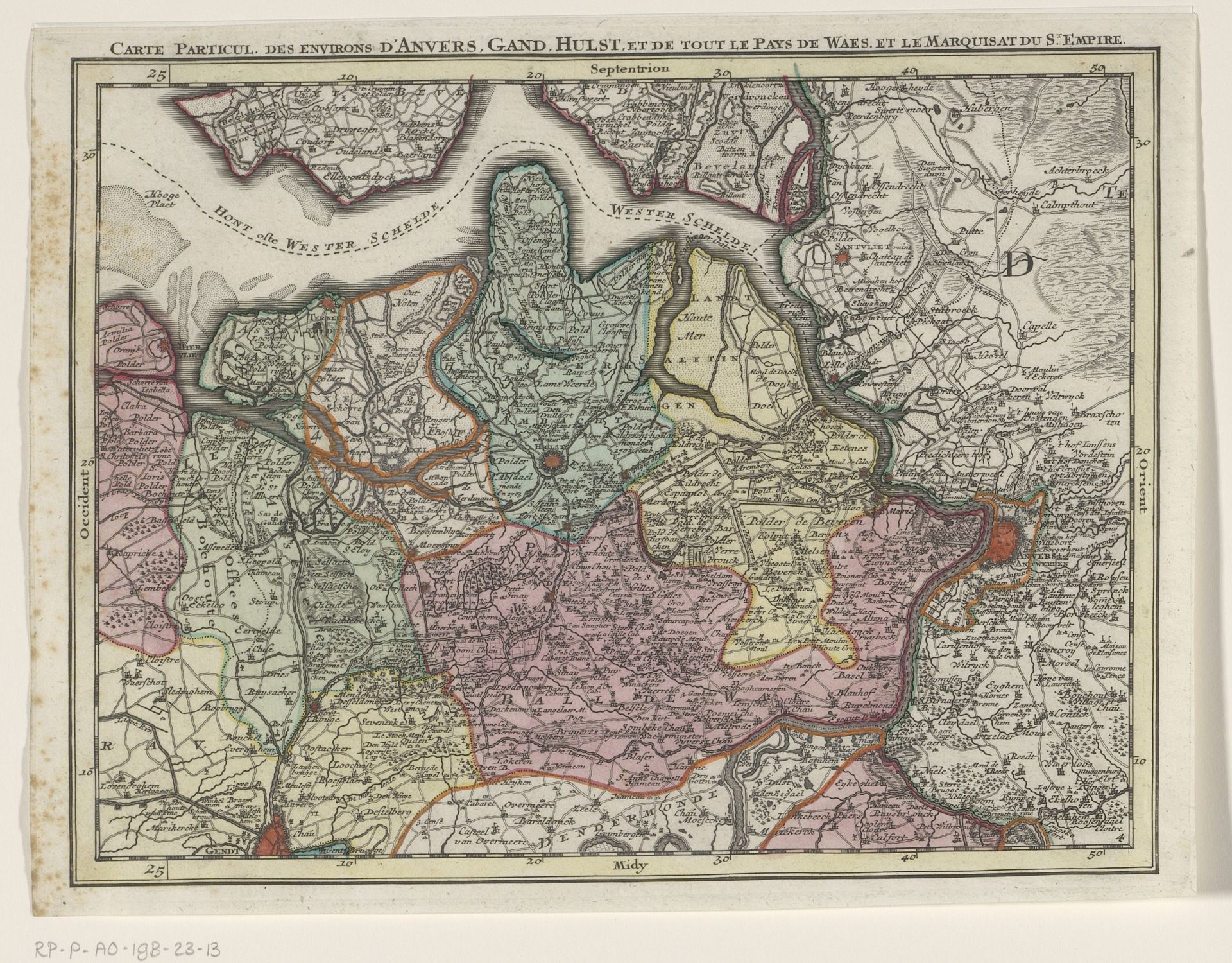 Deel van een kaart van de Oostenrijkse Nederlanden by Tobias Conrad Lotter