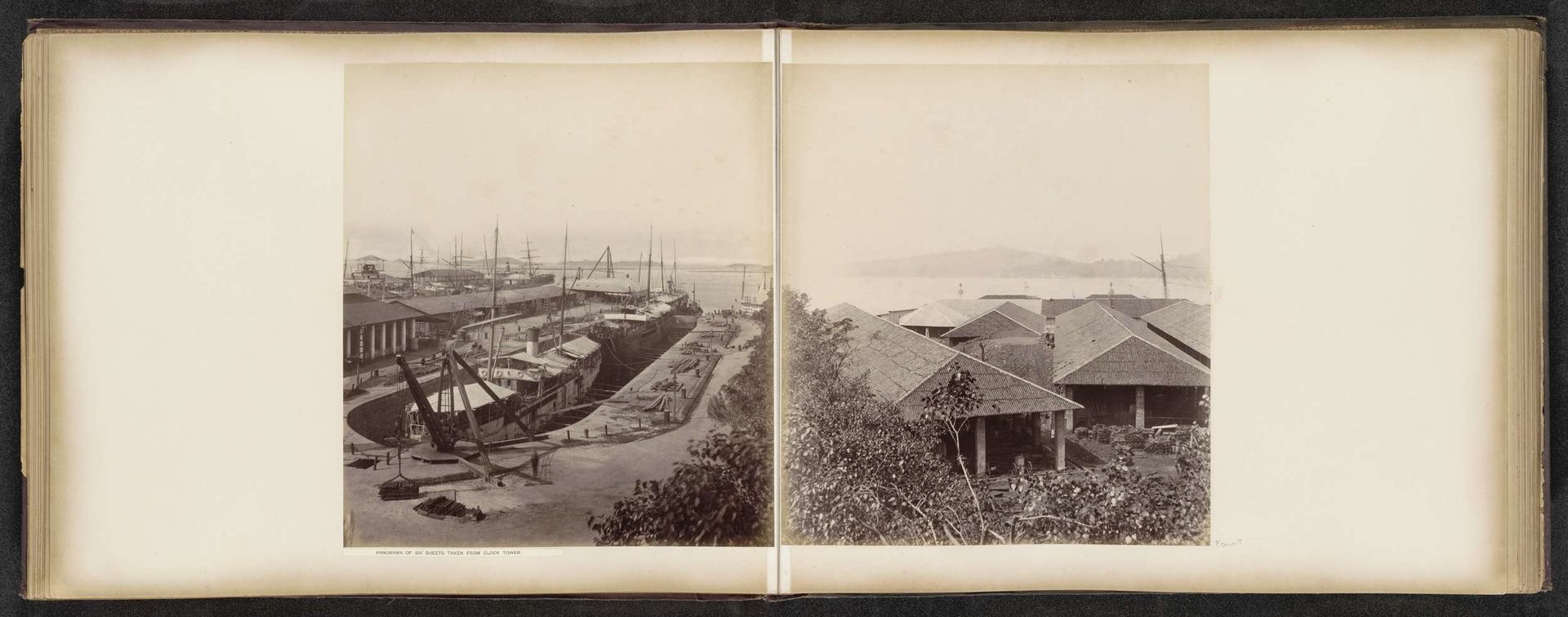 Gezicht op de gebouwen en dokken van de Tanjong Pagar Dock Co. Ltd. in Singapore by G.R. Lambert & Co.