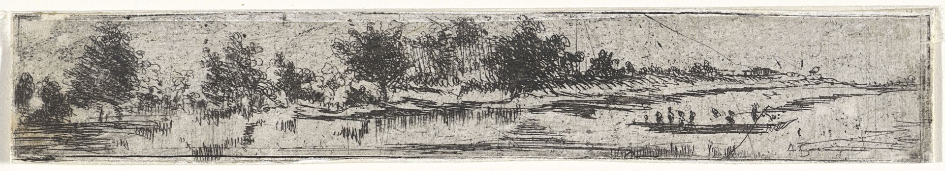 Rivierlandschap met roeiboot by Arnoud Schaepkens