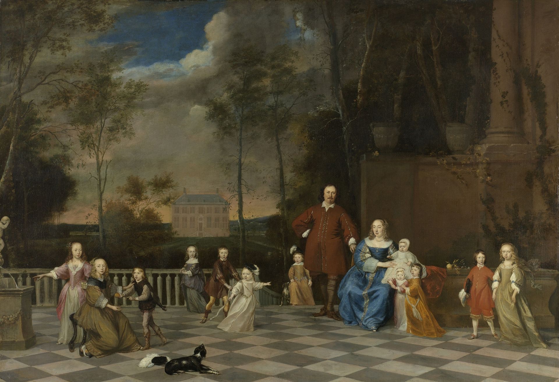 The Amsterdam Merchant Jeremias van Collen (1619-1707) with his Wife and their Twelve Children by Pieter van Anraedt