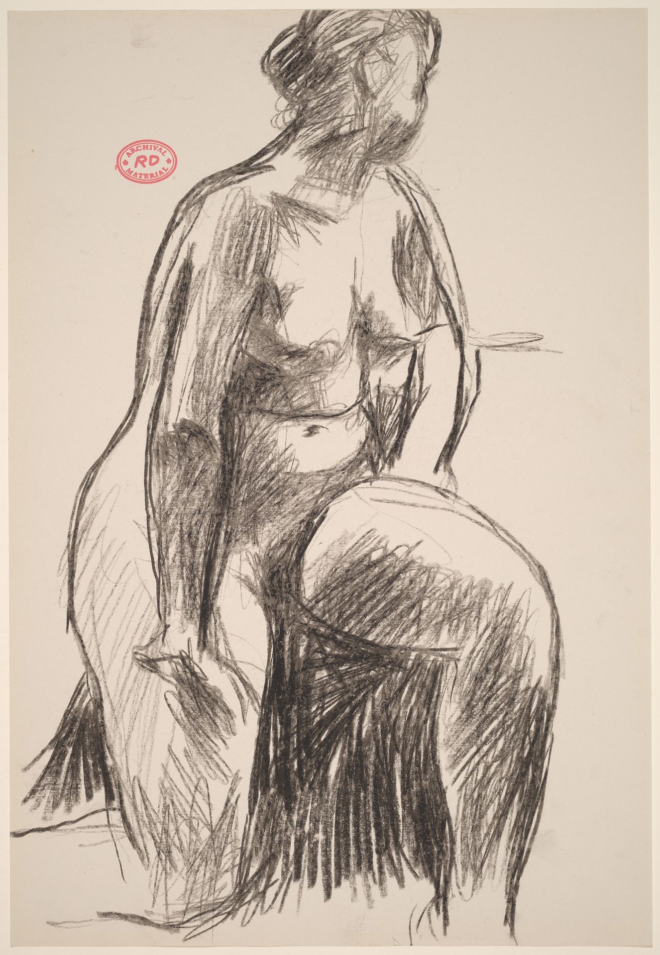 Untitled [female nude resting on right knee and looking away] by Richard Diebenkorn