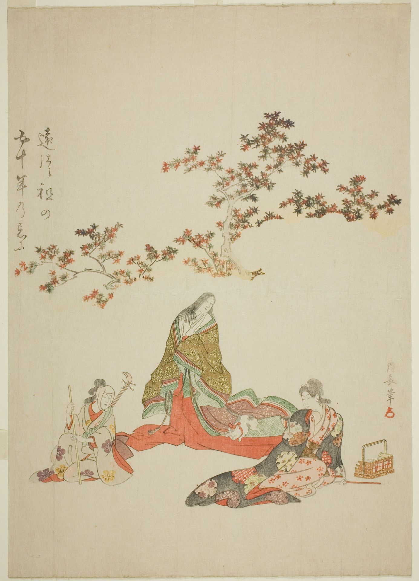 Surimono commemorating the 50th anniversary of the death of the actor Iwai Hanshiro III by Torii Kiyonaga