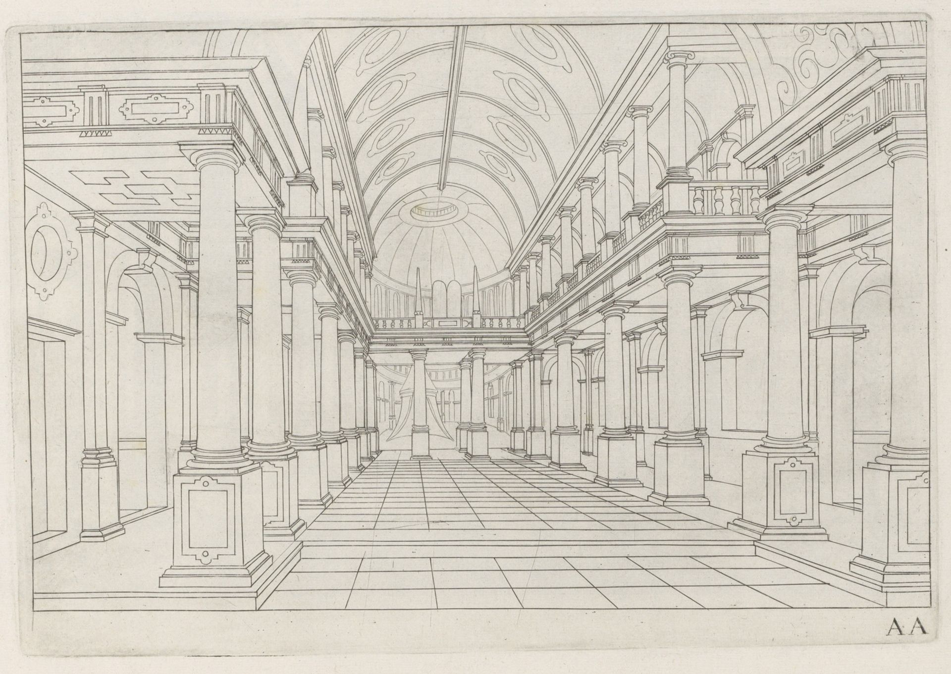 Interieur van een kerk by Hendrick Hondius I