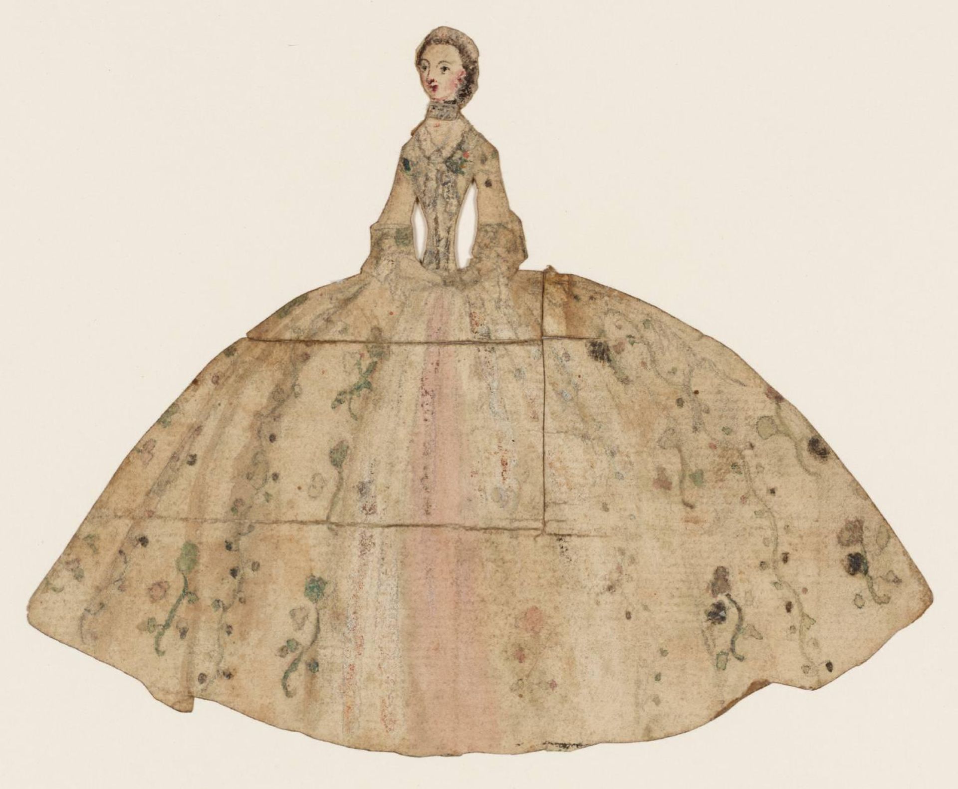 Cutout Doll of a Lady in a Sprigged Blue and Pink Dress by  Susanna Duncombe