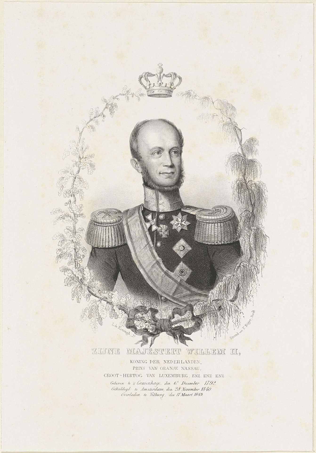 Portret van Willem II, koning der Nederlanden by Leonard de Koningh