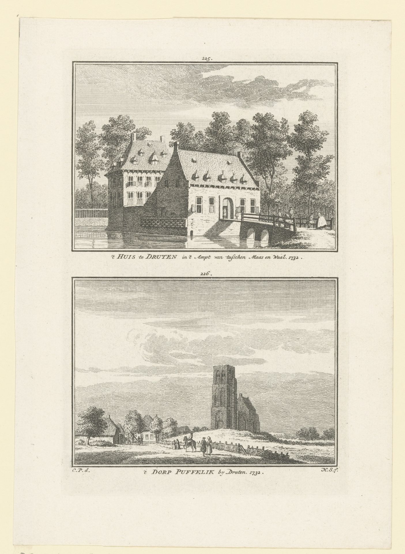 Gezicht op het Huis te Druten en gezicht op Puiflijk by Hendrik Spilman