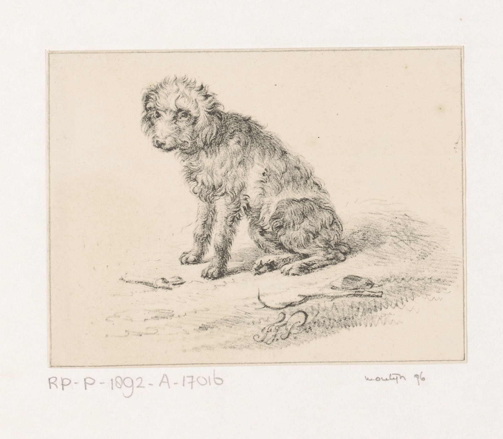 Zittende smoushond by François Joseph (II) Pfeiffer