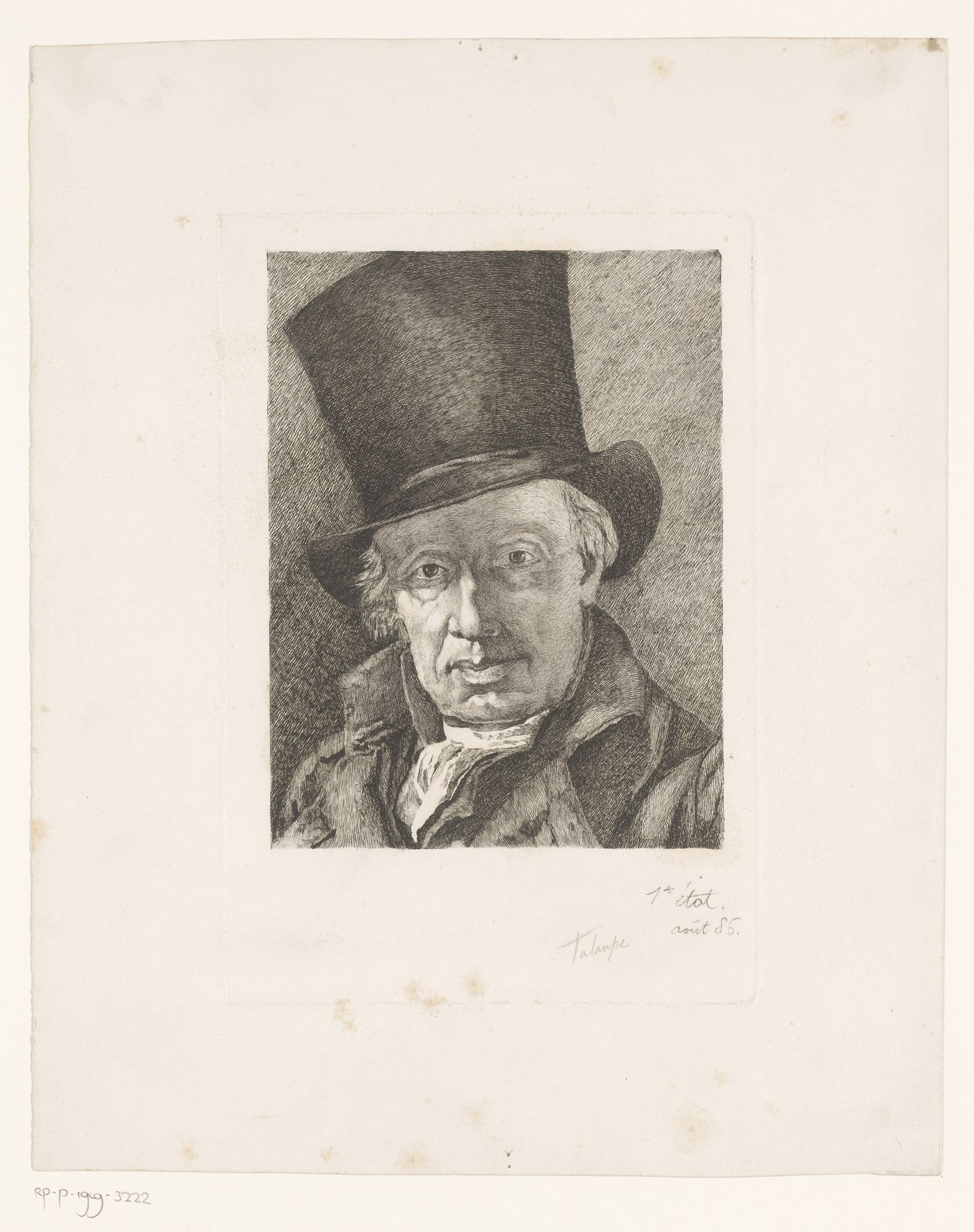 Portret van een onbekende heer met hoge hoed by Louise Danse