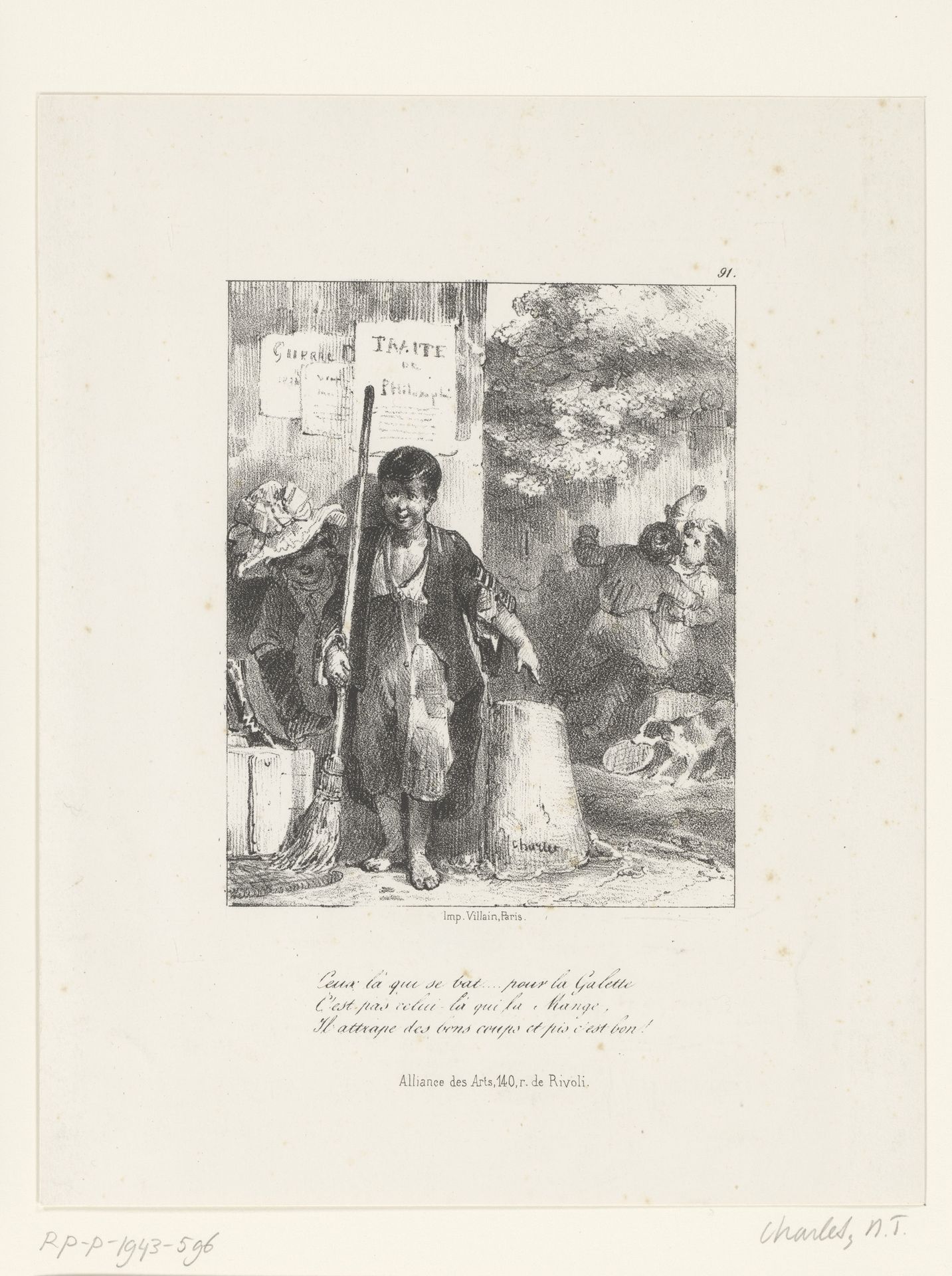 Kleine straatveger en vechtende jongens by Nicolas Toussaint Charlet