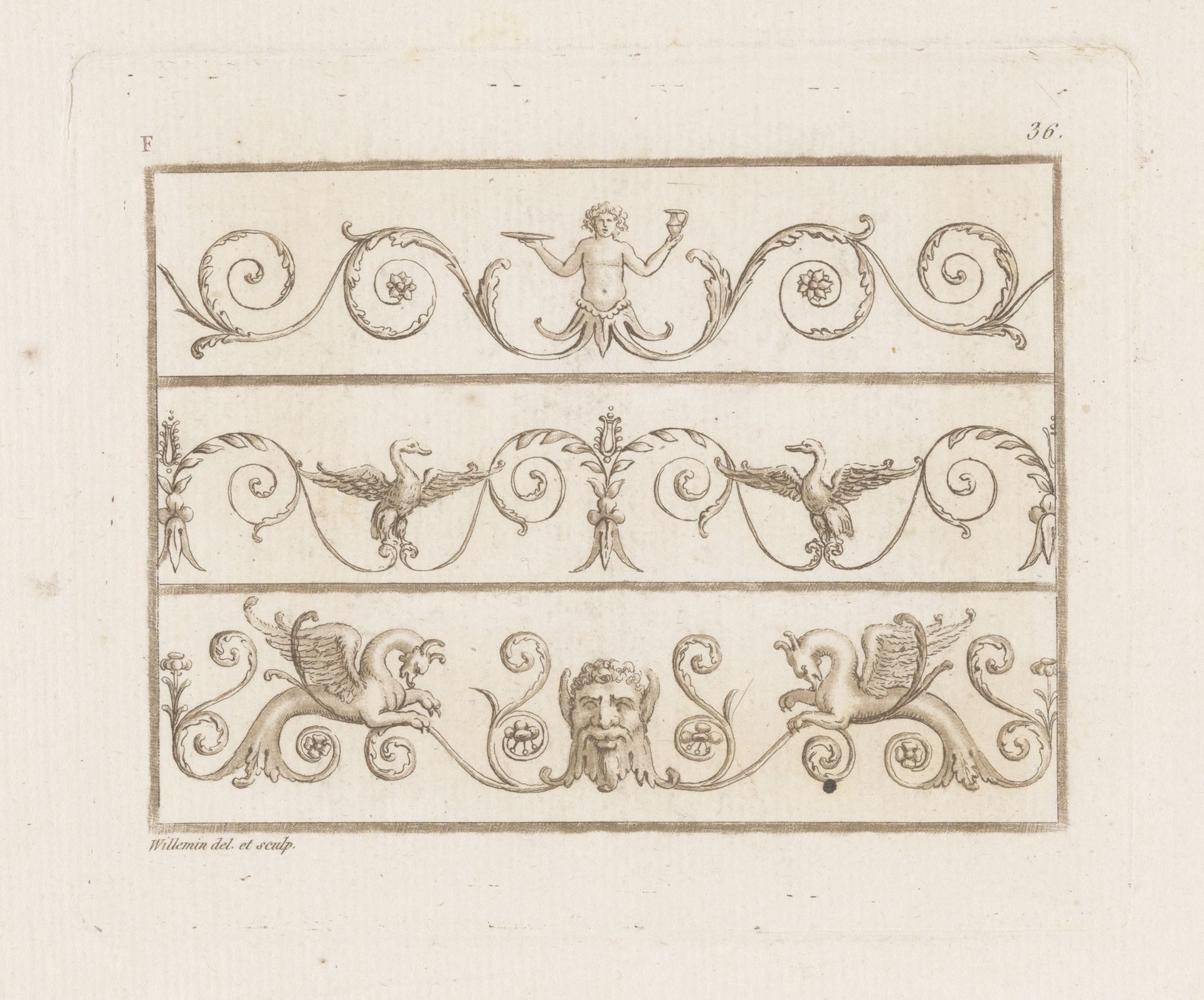 Vlechtwerk met halffiguur en dieren by Nicolas Xavier Willemin