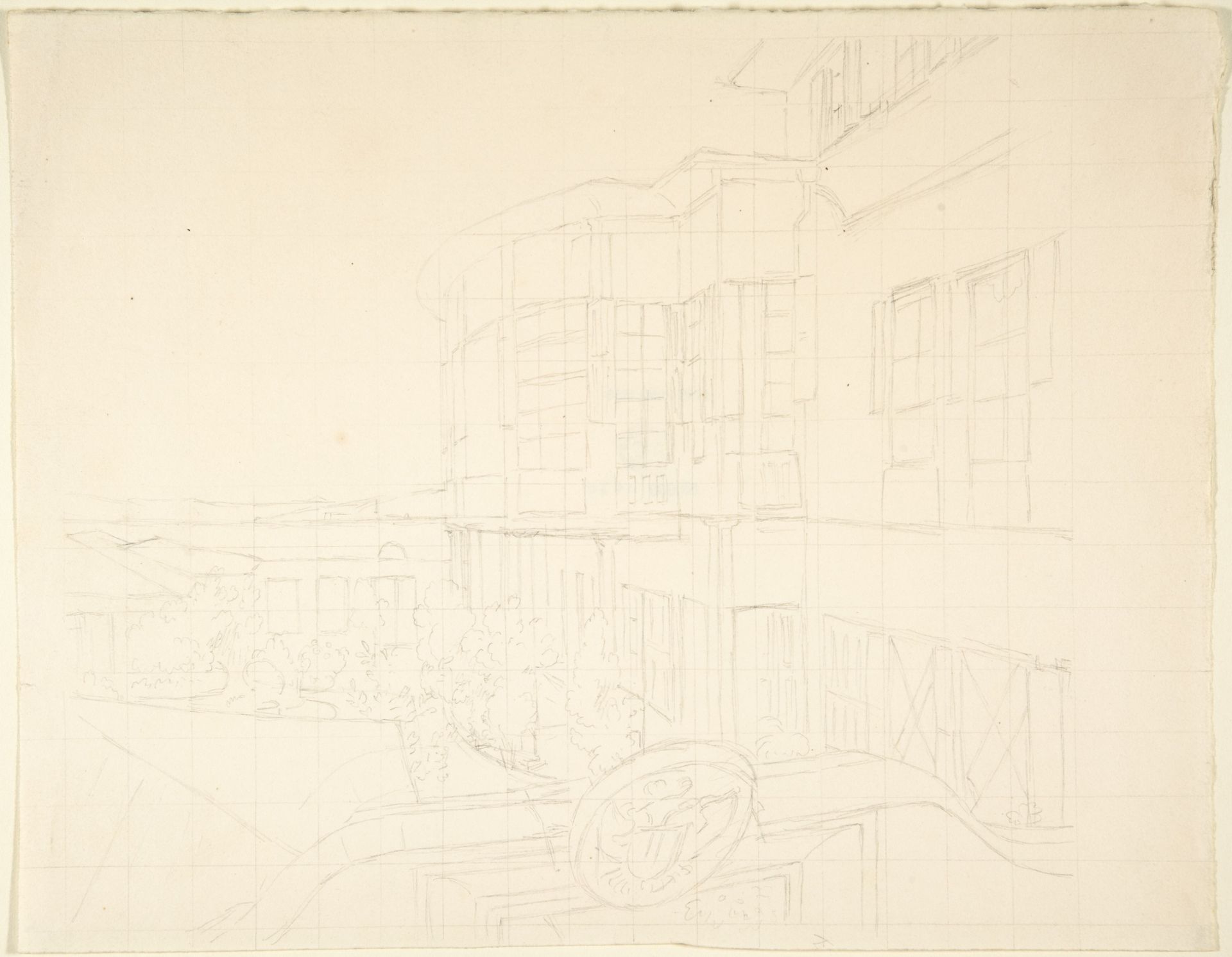 Sketch of Building by Franz von Hauslab the Younger
