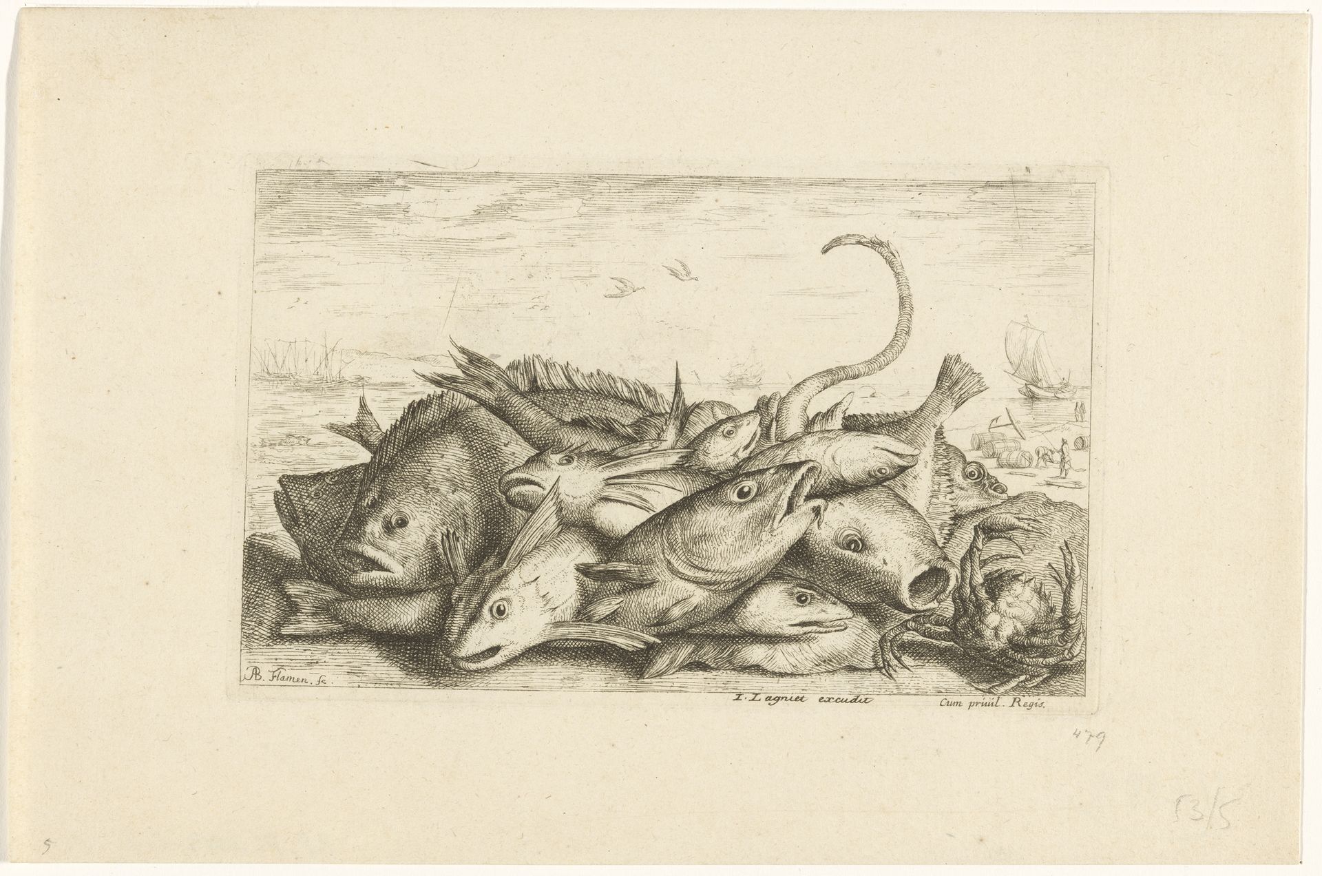 Visvangst met krab by Albert Flamen