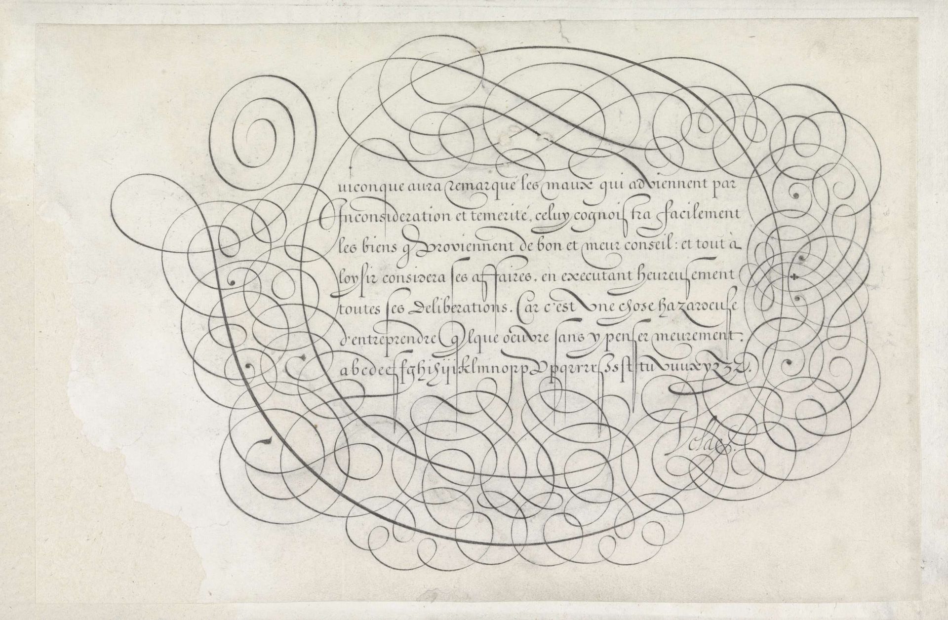 Ontwerp van een schrijfvoorbeeld: Quiconque aura remarqué (...) by Jan van de Velde I