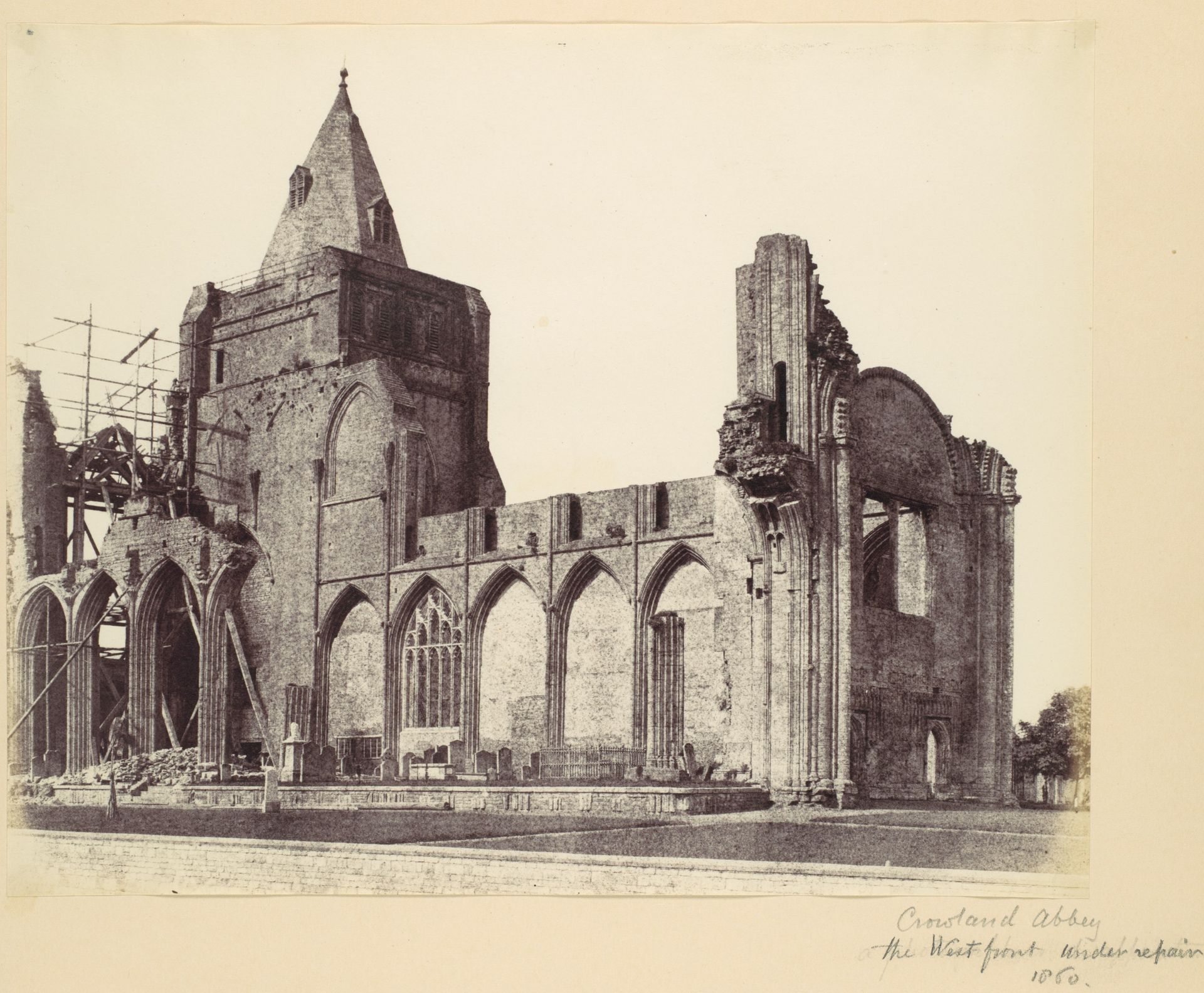 Crowland Abbey, the West Front Under Repair by Alfred Capel Cure