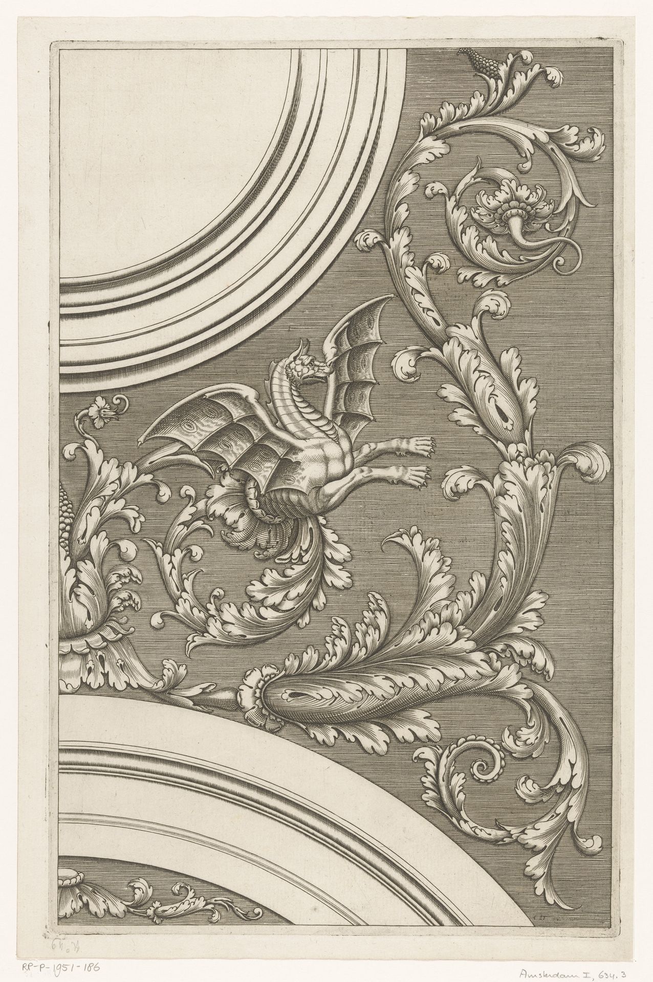Acanthusranken met gevleugelde draak by Cesare Domenichi