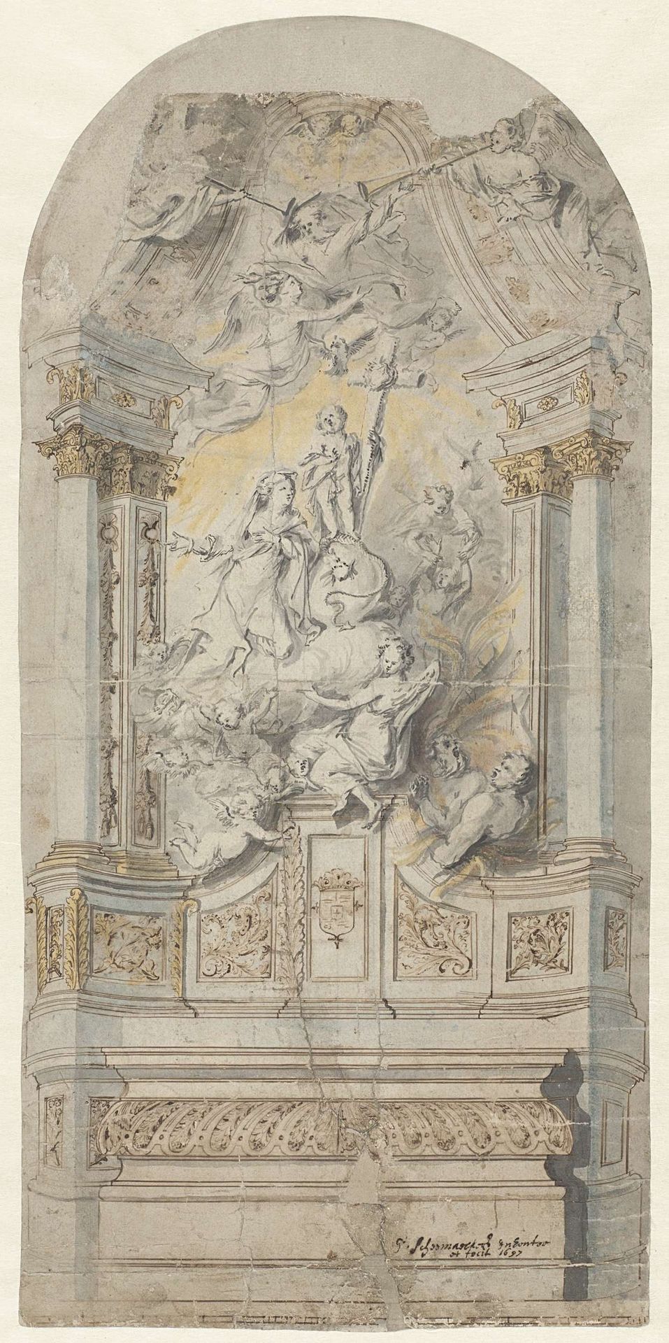 Ontwerp voor een altaar in de Kerk van het Kasteel te Antwerpen by Pieter (I) Scheemaeckers