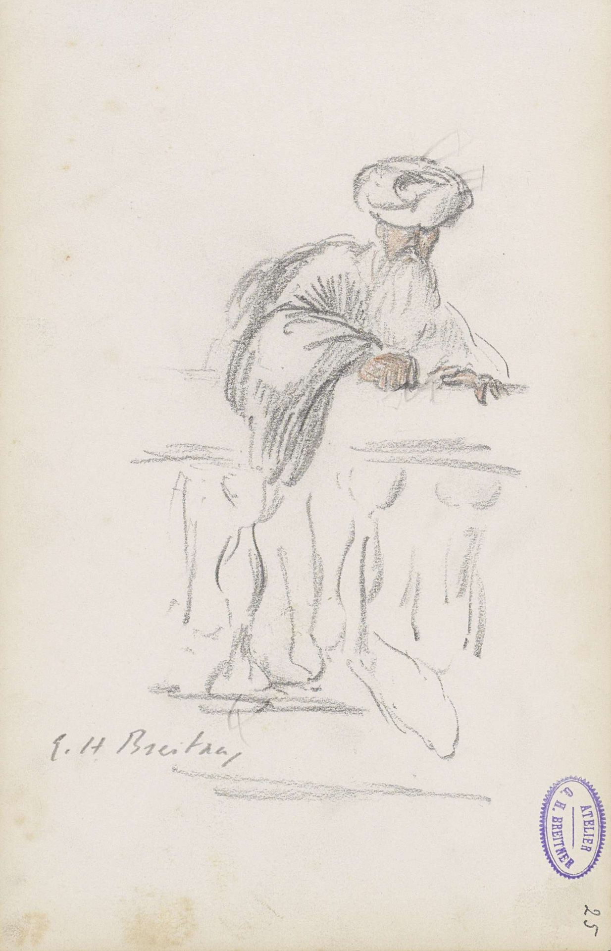 Man in oosterse kleding bij een balustrade by George Hendrik Breitner