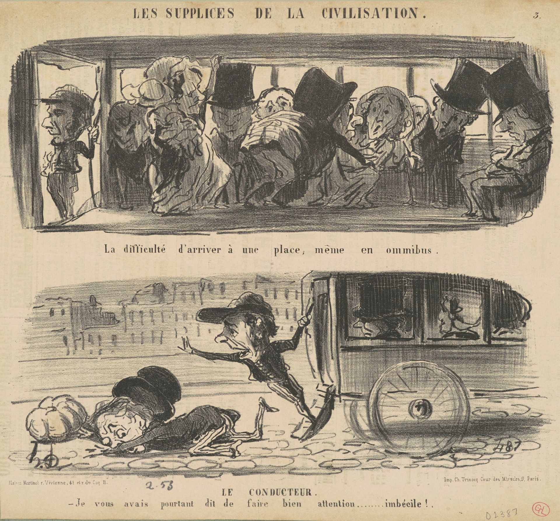 La difficulté d'arriver a une place by Honoré Daumier
